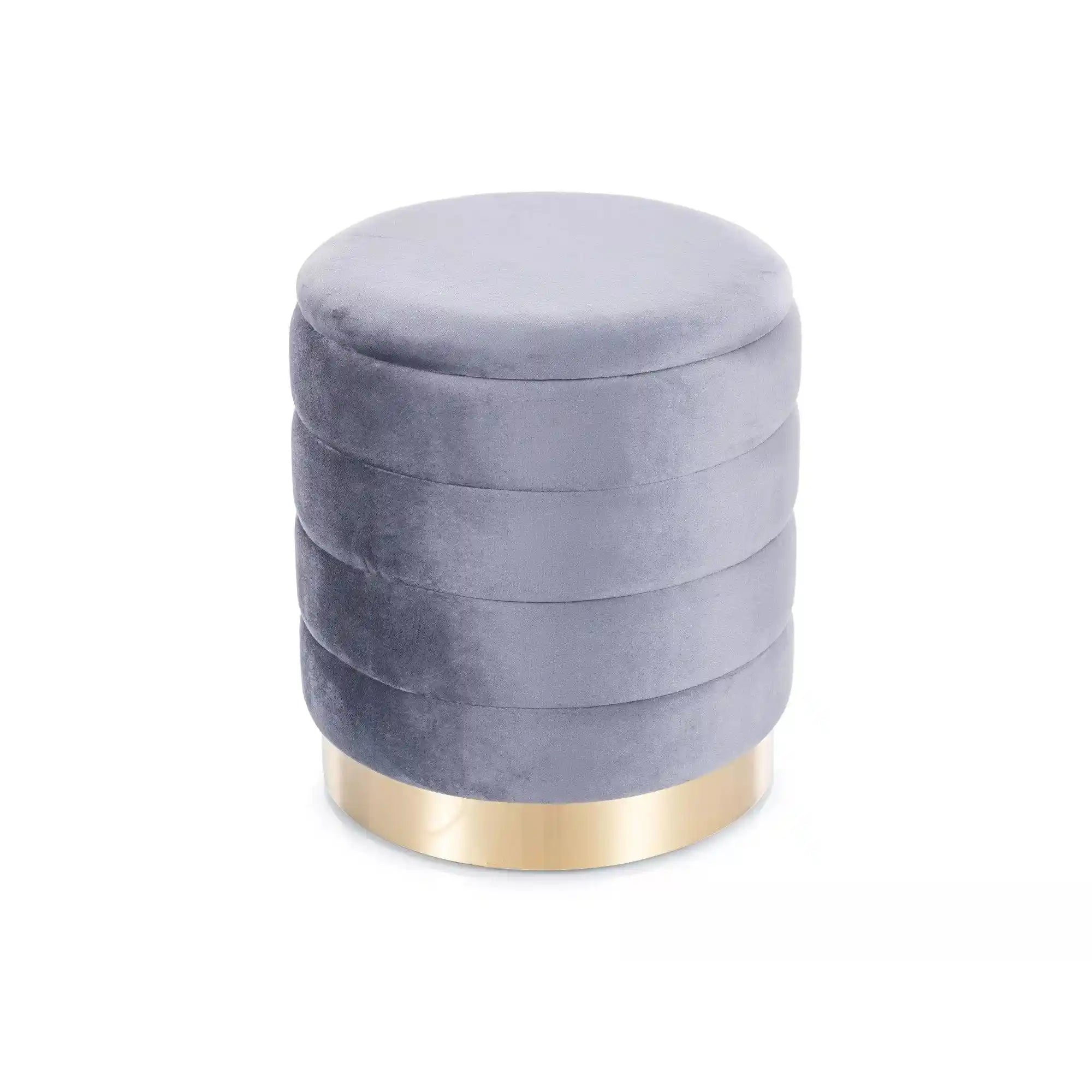 Set 2 taburete BRITTA, gri/auriu, stofa catifelata