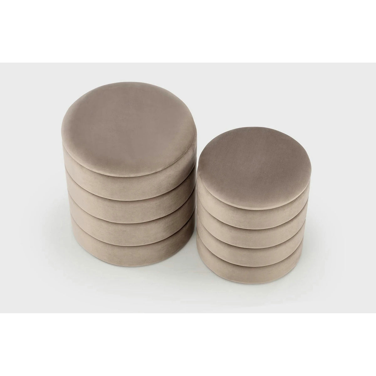 Set 2 taburete PACHO, stofa catifelata bej, cu spatiu depozitare