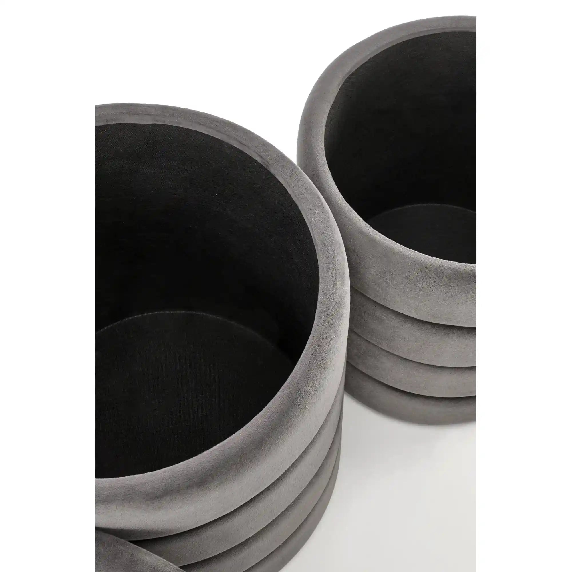 Set 2 taburete PACHO, stofa catifelata gri, cu spatiu depozitare