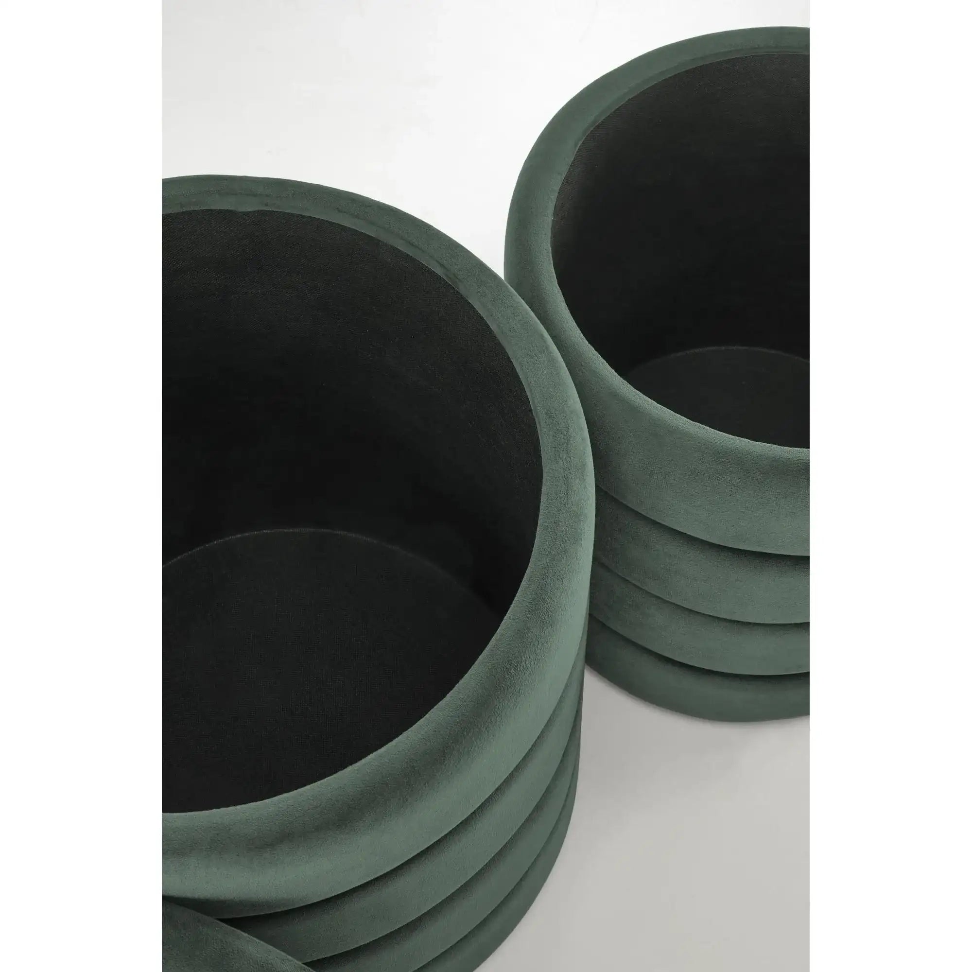 Set 2 taburete PACHO, stofa catifelata verde, cu spatiu depozitare