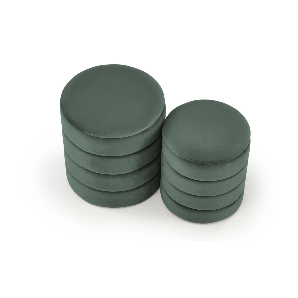 Set 2 taburete PACHO, stofa catifelata verde, cu spatiu depozitare