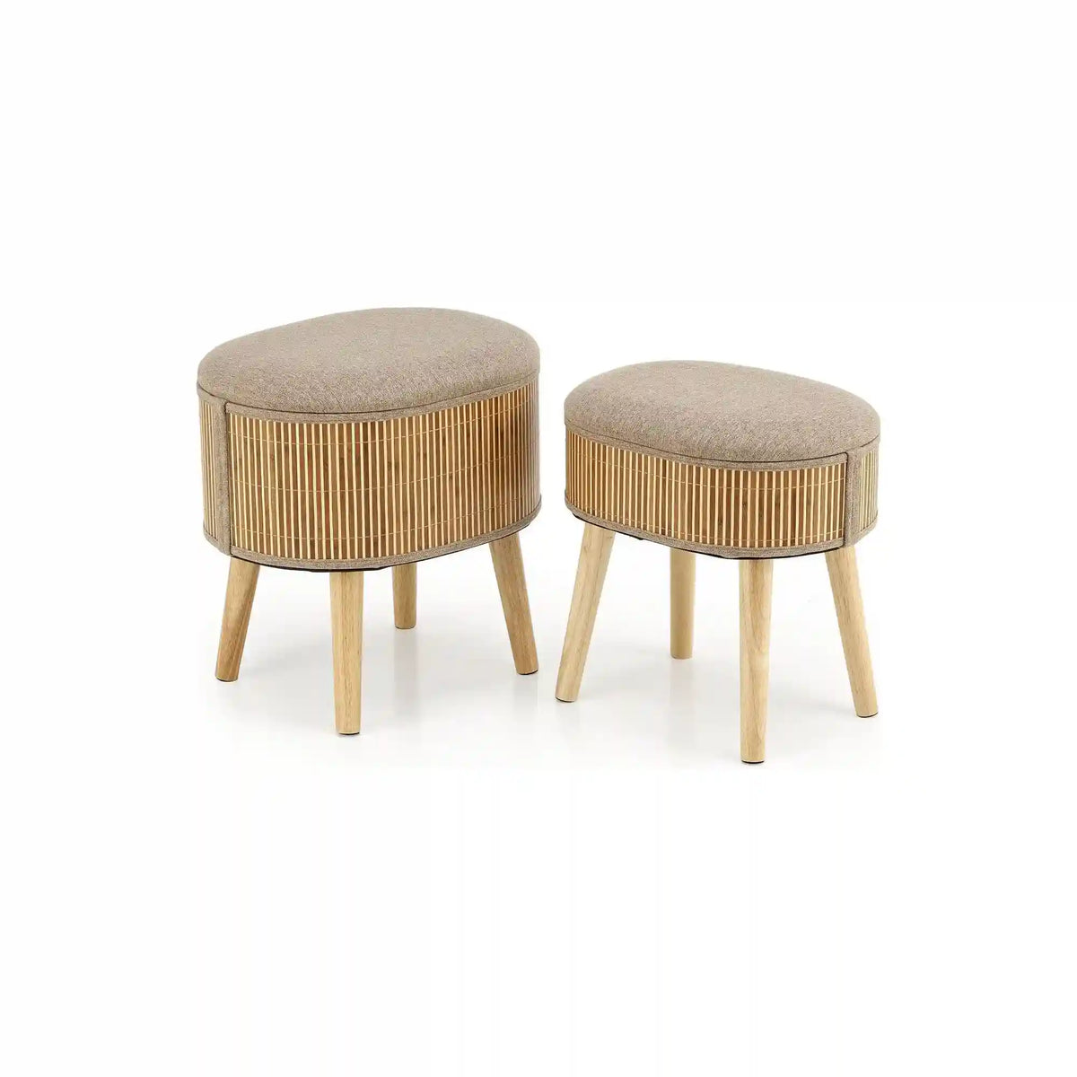 Set 2 taburete TICO, stofa clasica bej, cu spatiu depozitare
