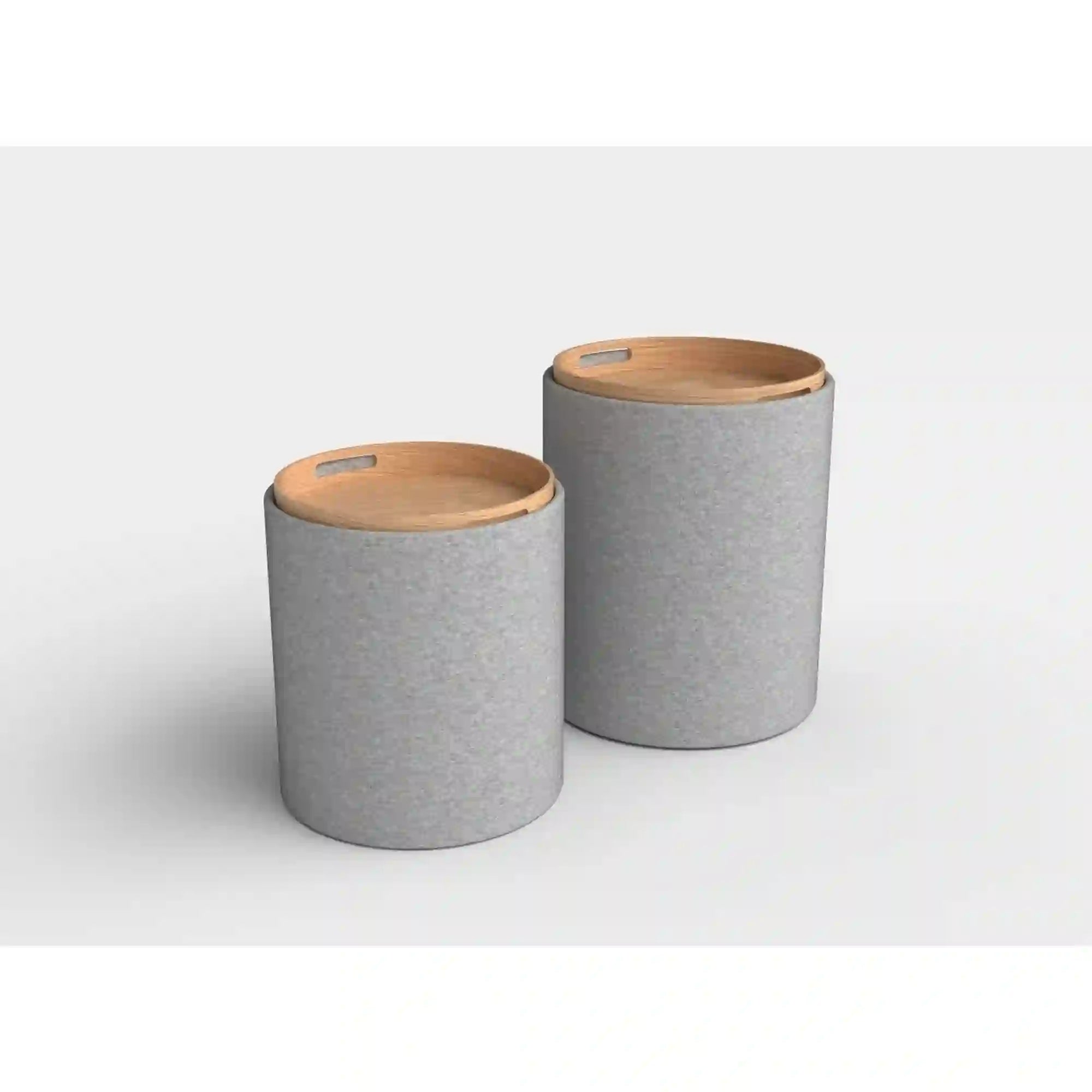 Set 2 tabureti AVIKO, stofa clasica gri deschis, cu spatiu depozitare