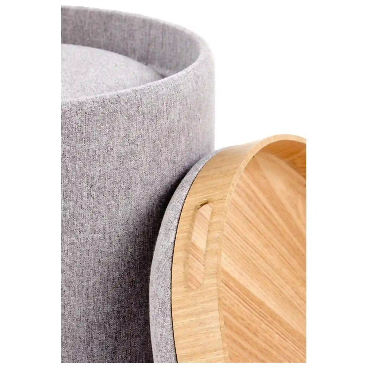 Set 2 tabureti AVIKO, stofa clasica gri deschis, cu spatiu depozitare