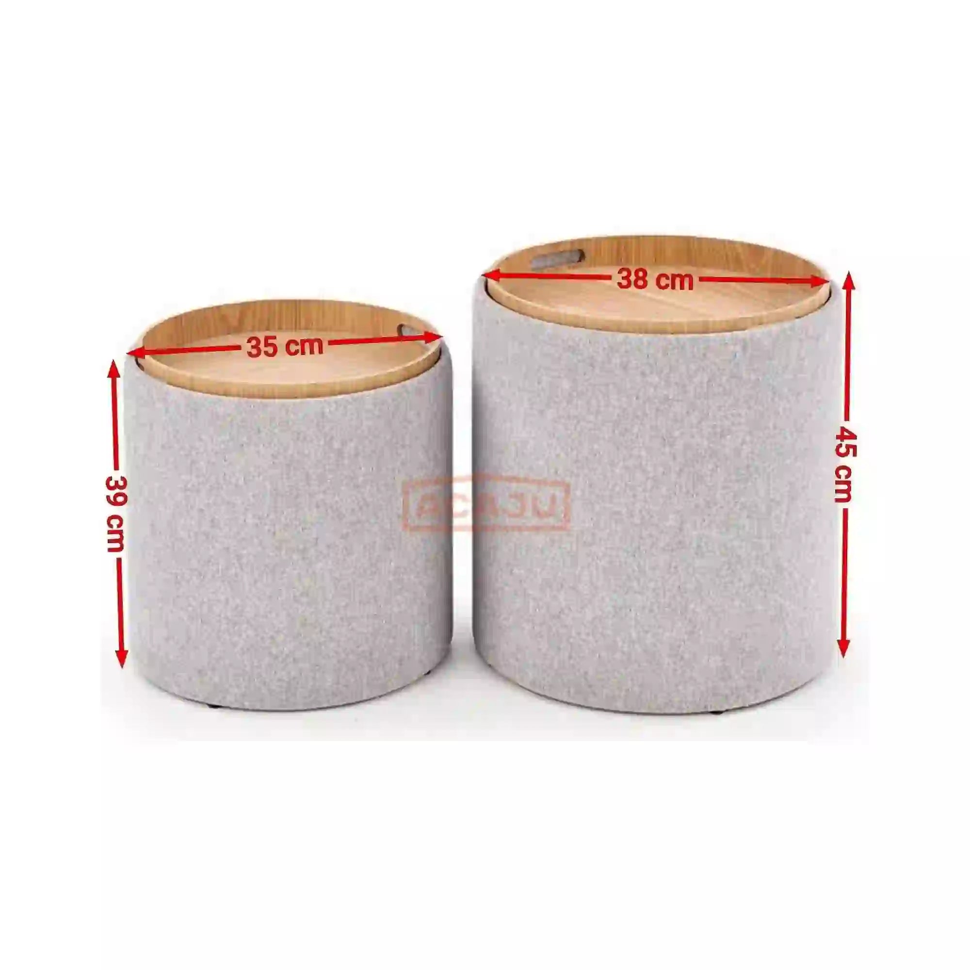 Set 2 tabureti AVIKO, stofa clasica gri deschis, cu spatiu depozitare