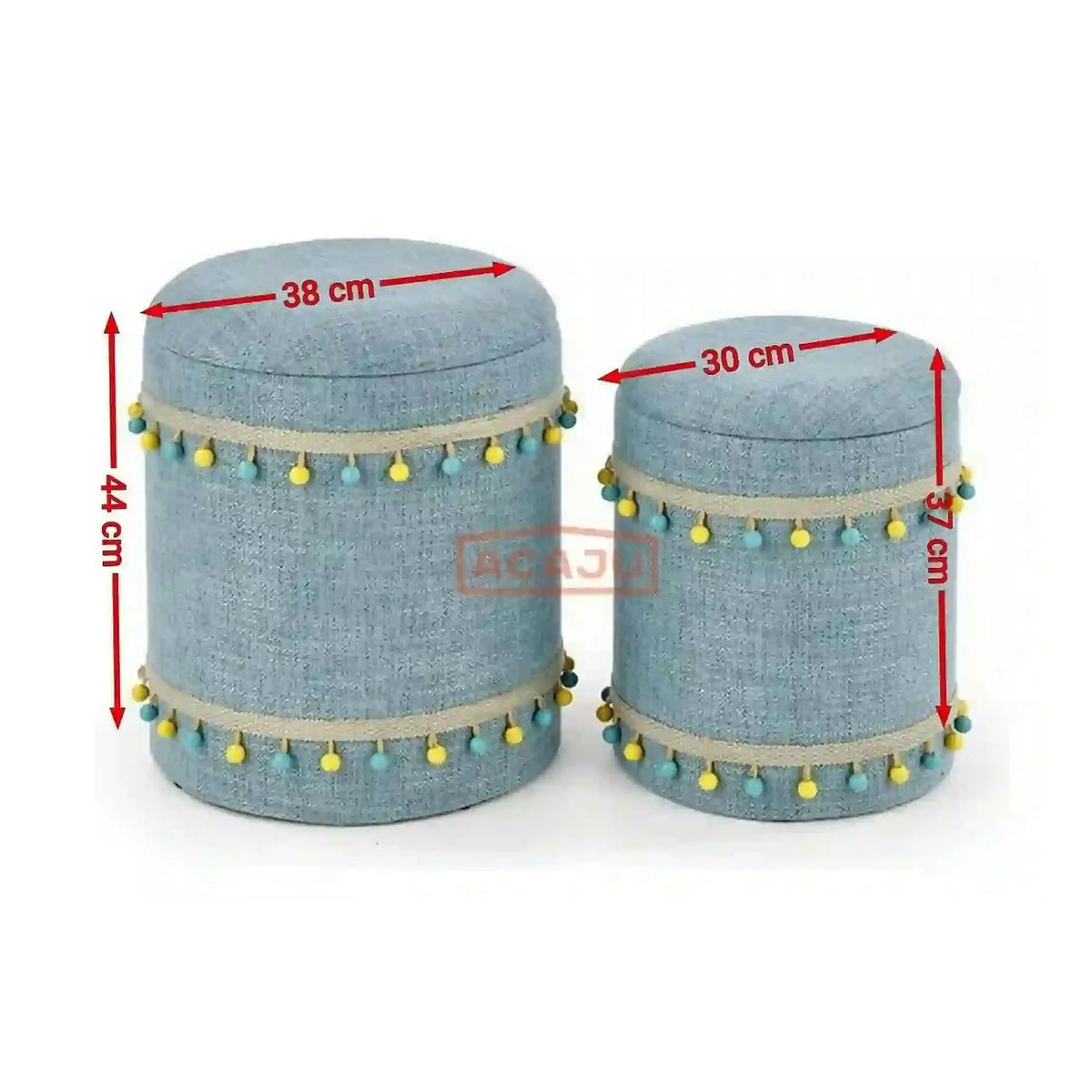 Set 2 tabureti GRADO, stofa clasica albastru deschis, cu spatiu depozitare