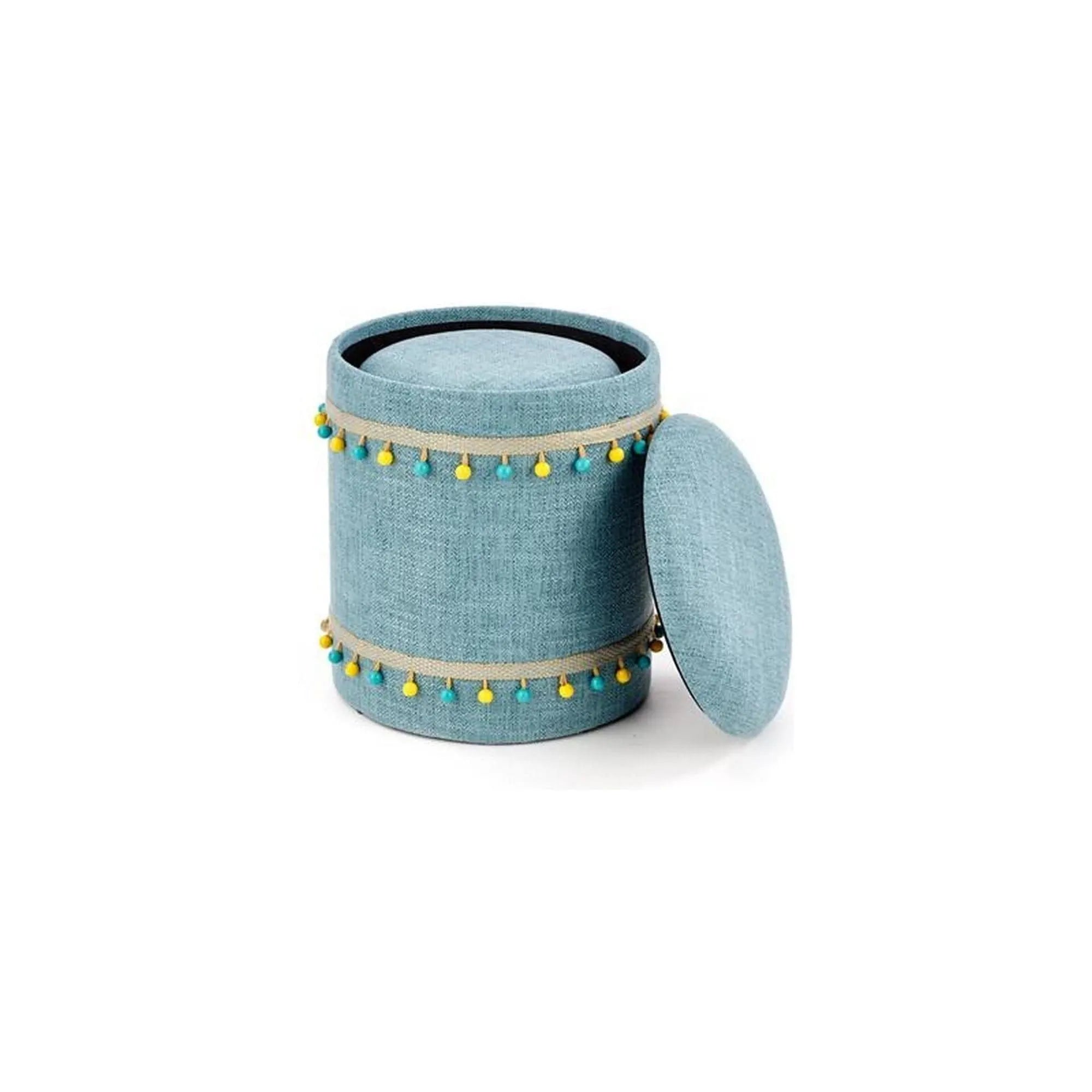 Set 2 tabureti GRADO, stofa clasica albastru deschis, cu spatiu depozitare