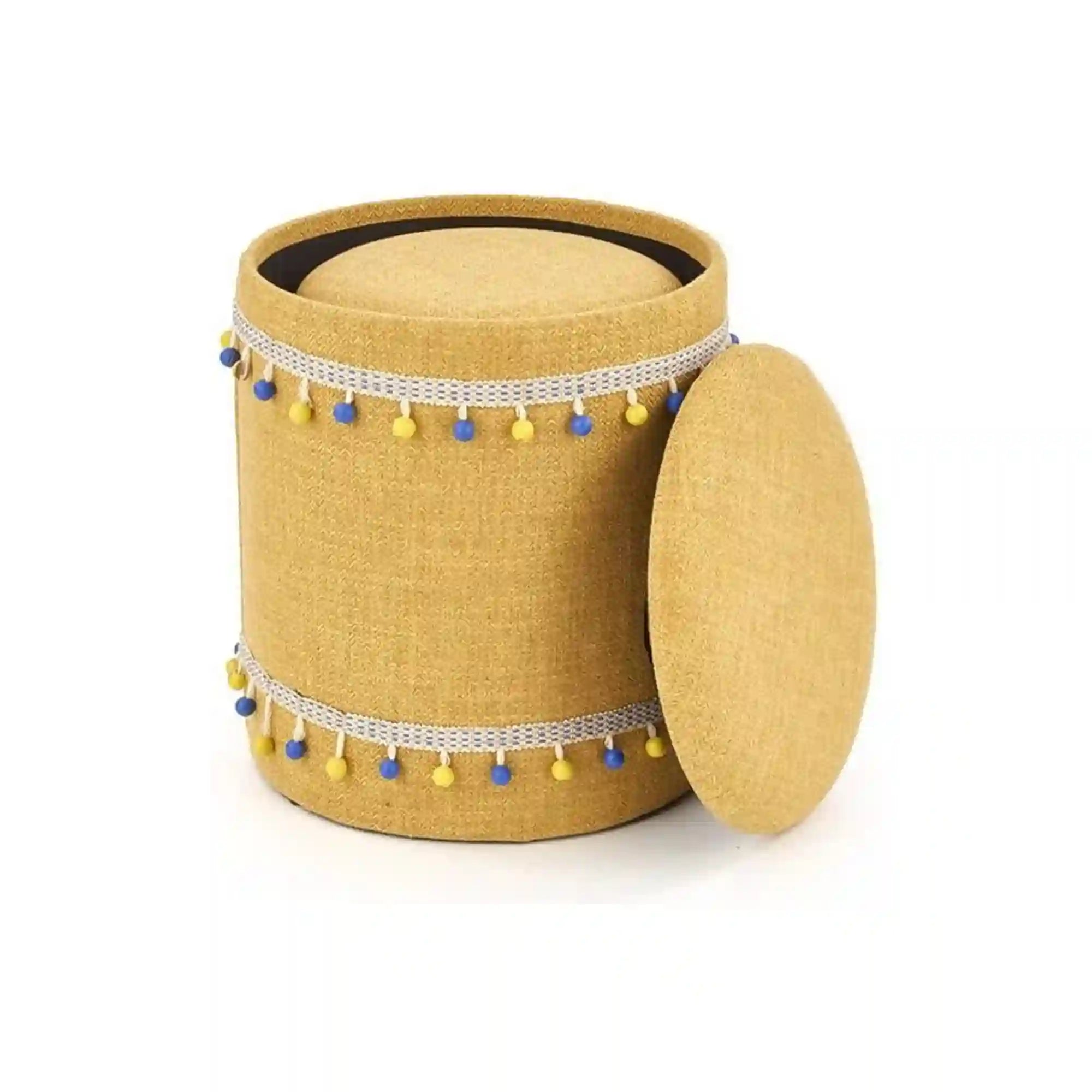 Set 2 tabureti GRADO, stofa clasica galben, cu spatiu depozitare