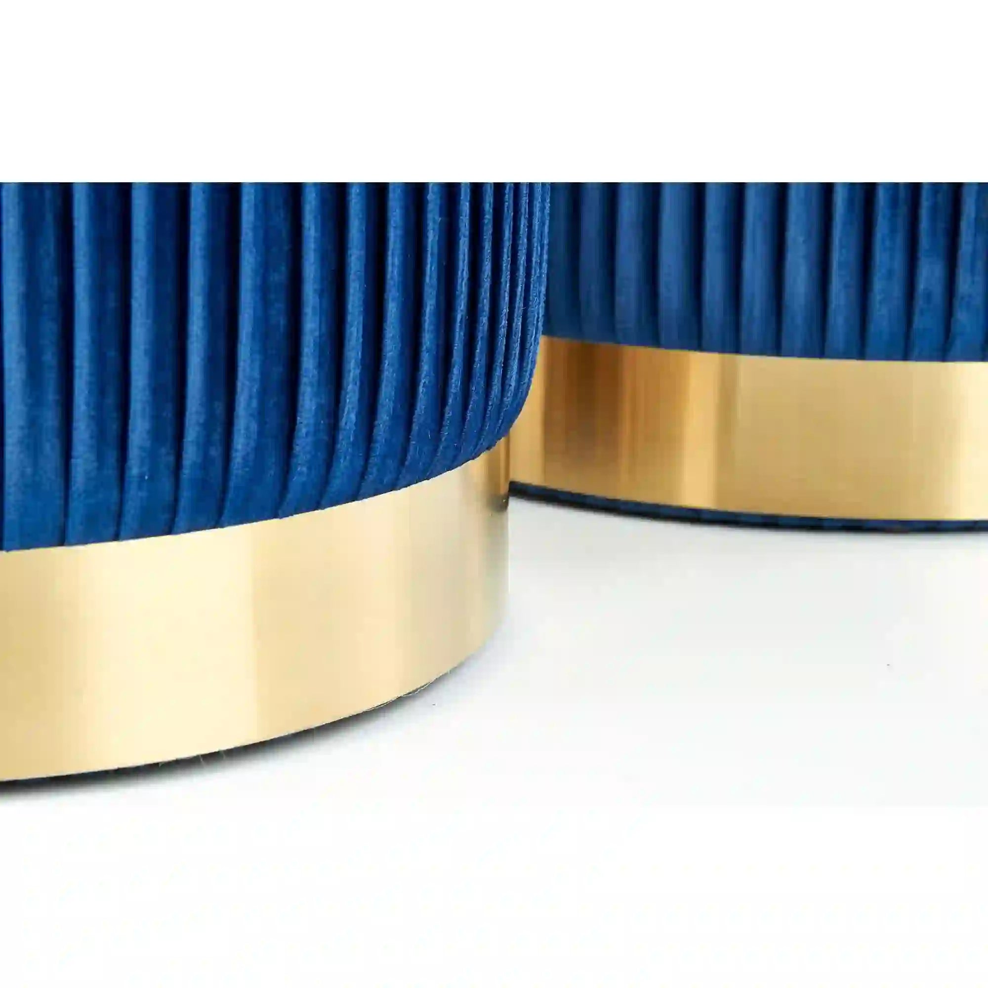 Set 2 tabureti MONTY, stofa catifelata, albastru marin, cu spatiu depozitare