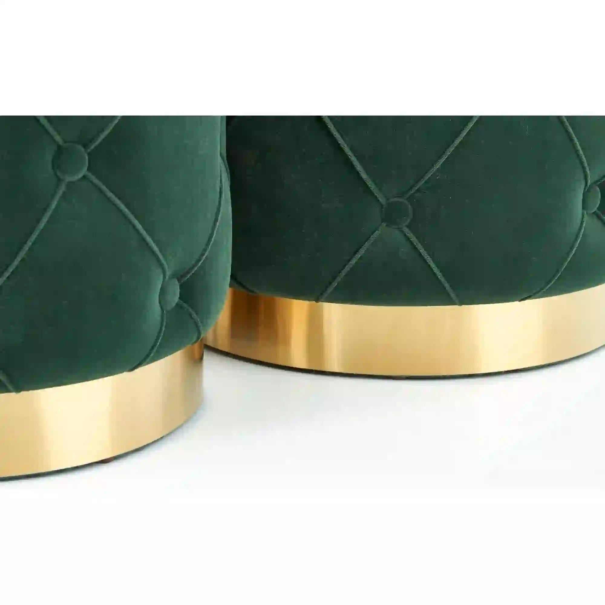 Set 2 tabureti POLLY, stofa catifelata, verde inchis, cu spatiu depozitare