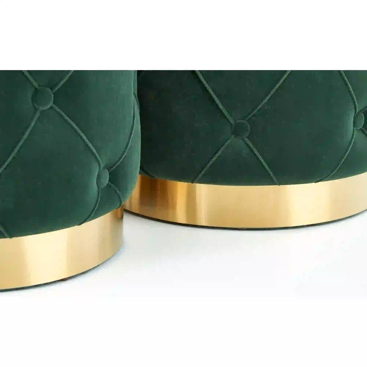 Set 2 tabureti POLLY, stofa catifelata, verde inchis, cu spatiu depozitare