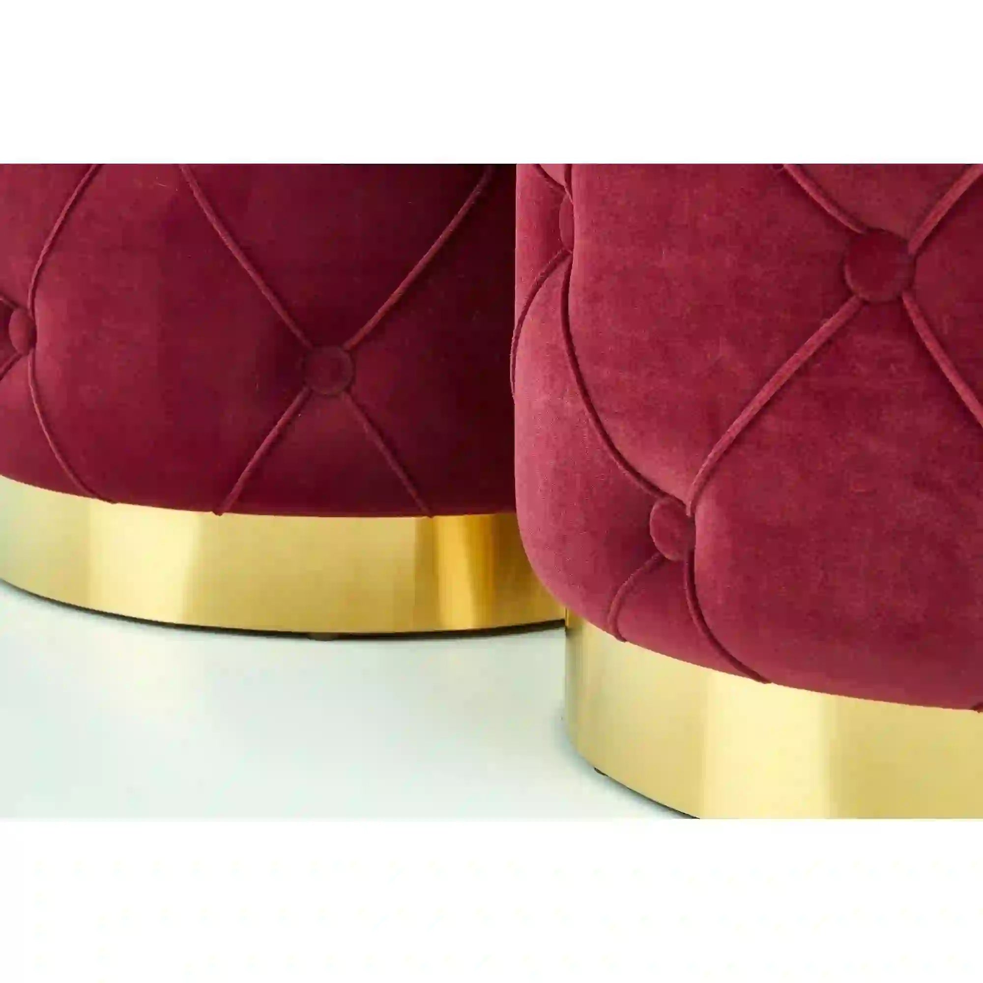 Set 2 tabureti POLLY, stofa catifelata visiniu, cu spatiu depozitare