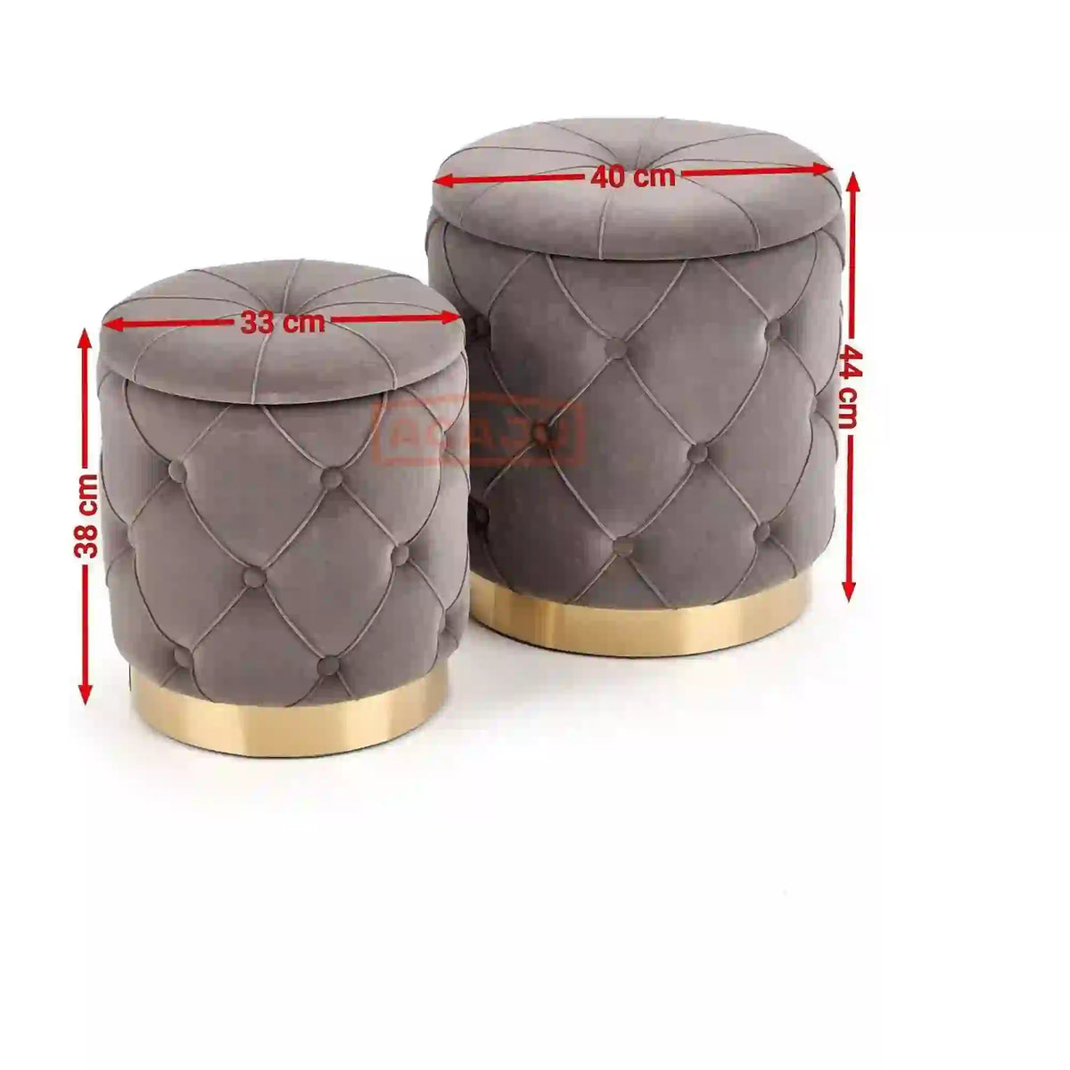 Set 2 tabureti POLLY, stofa catifelata visiniu, cu spatiu depozitare