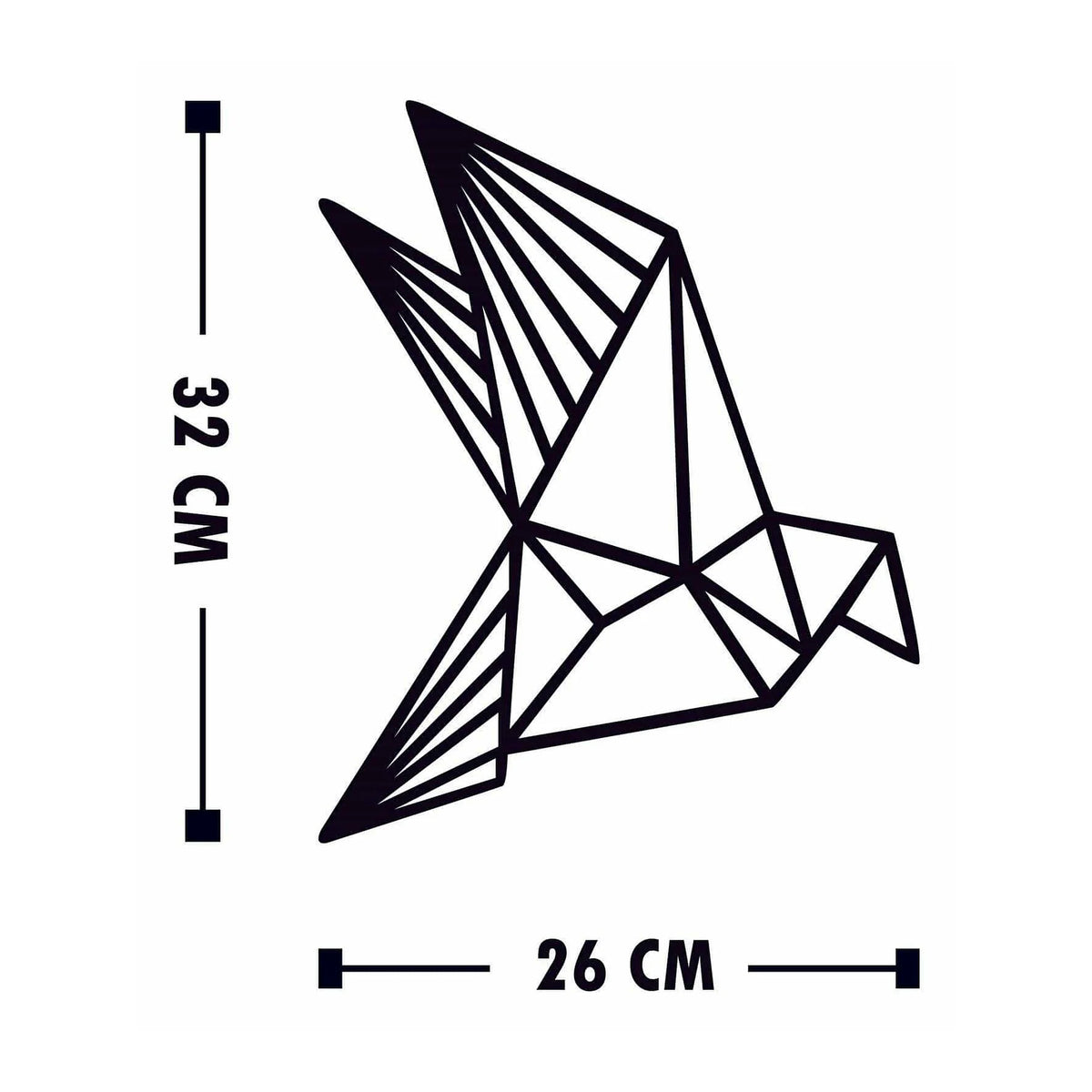 Set 3 decoratiuni perete ORIGAMI, negru, lemn