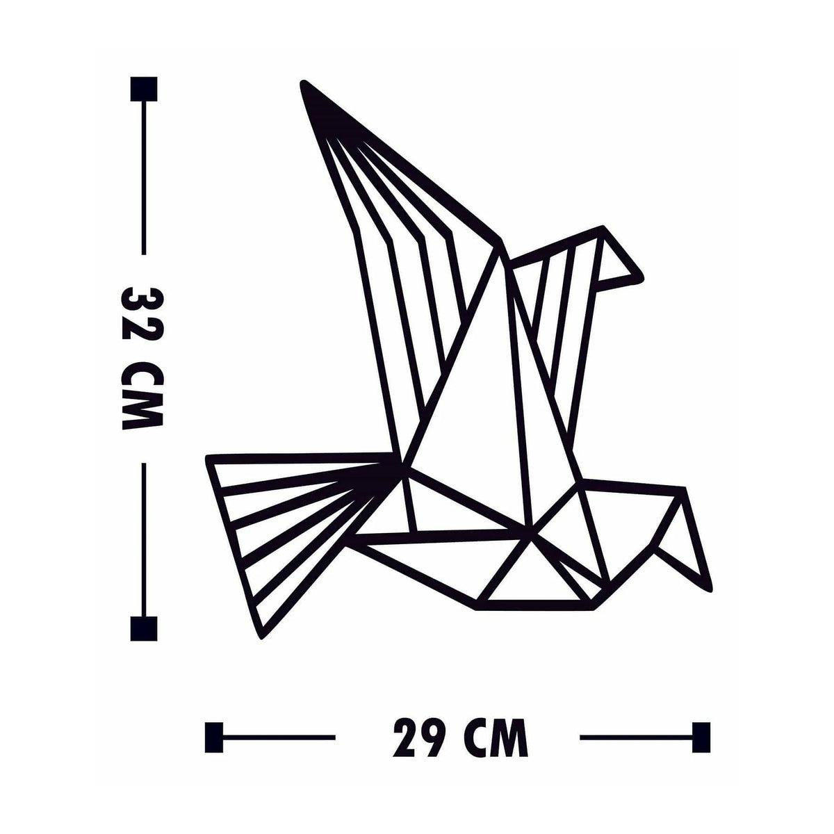 Set 3 decoratiuni perete ORIGAMI, negru, lemn