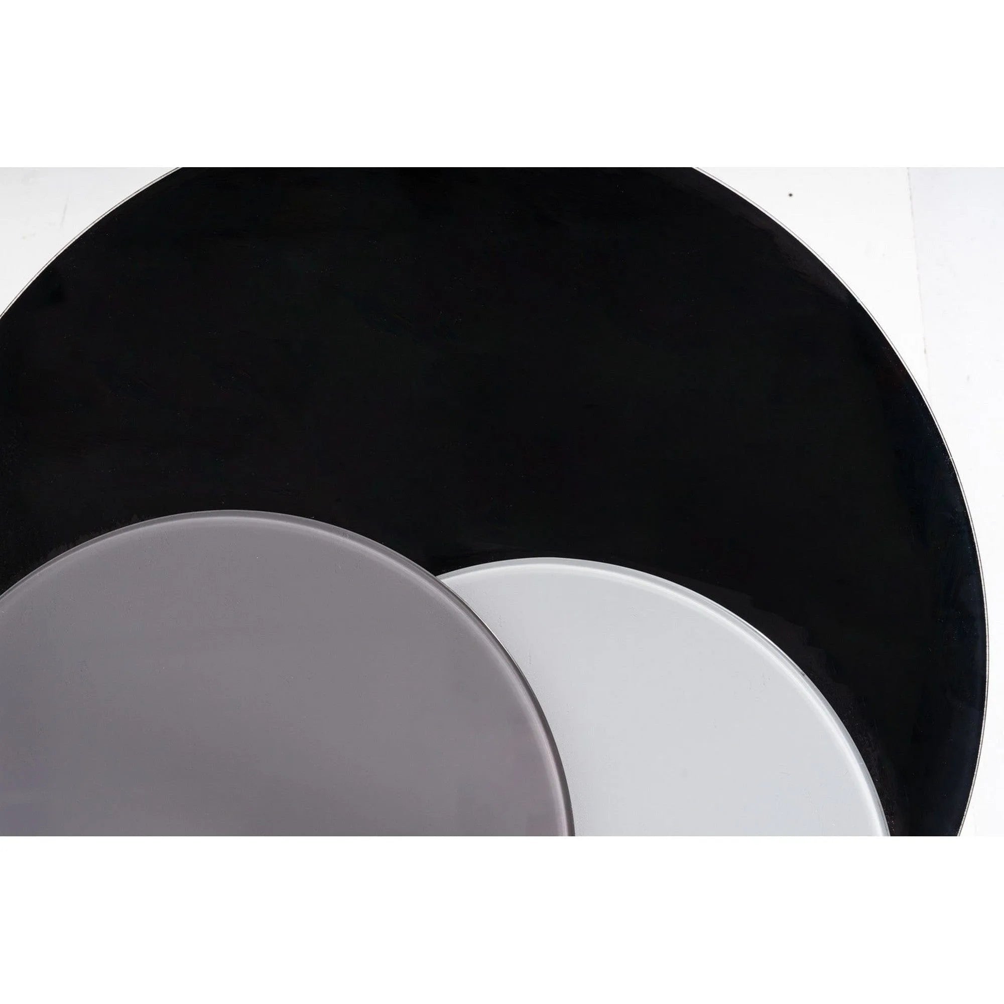 Set 3 masute cafea ARTEMIDA, negru/gri deschis, sticla/otel