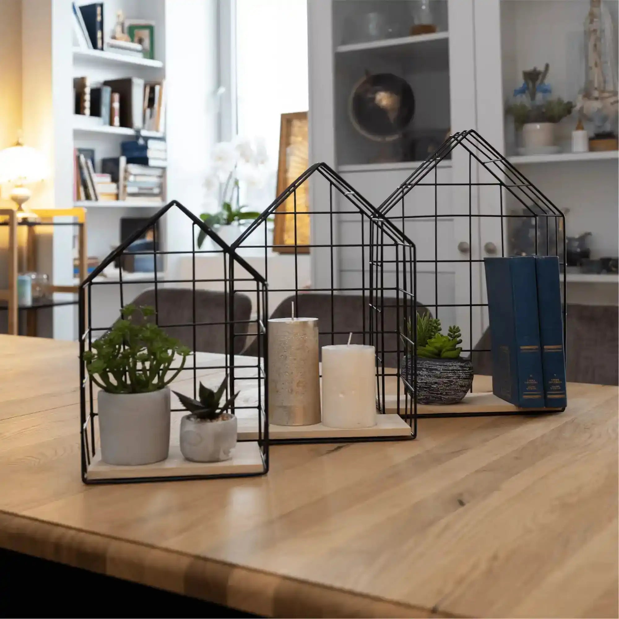 Set 3 rafturi AZURI, stejar natural/negru, lemn/metal