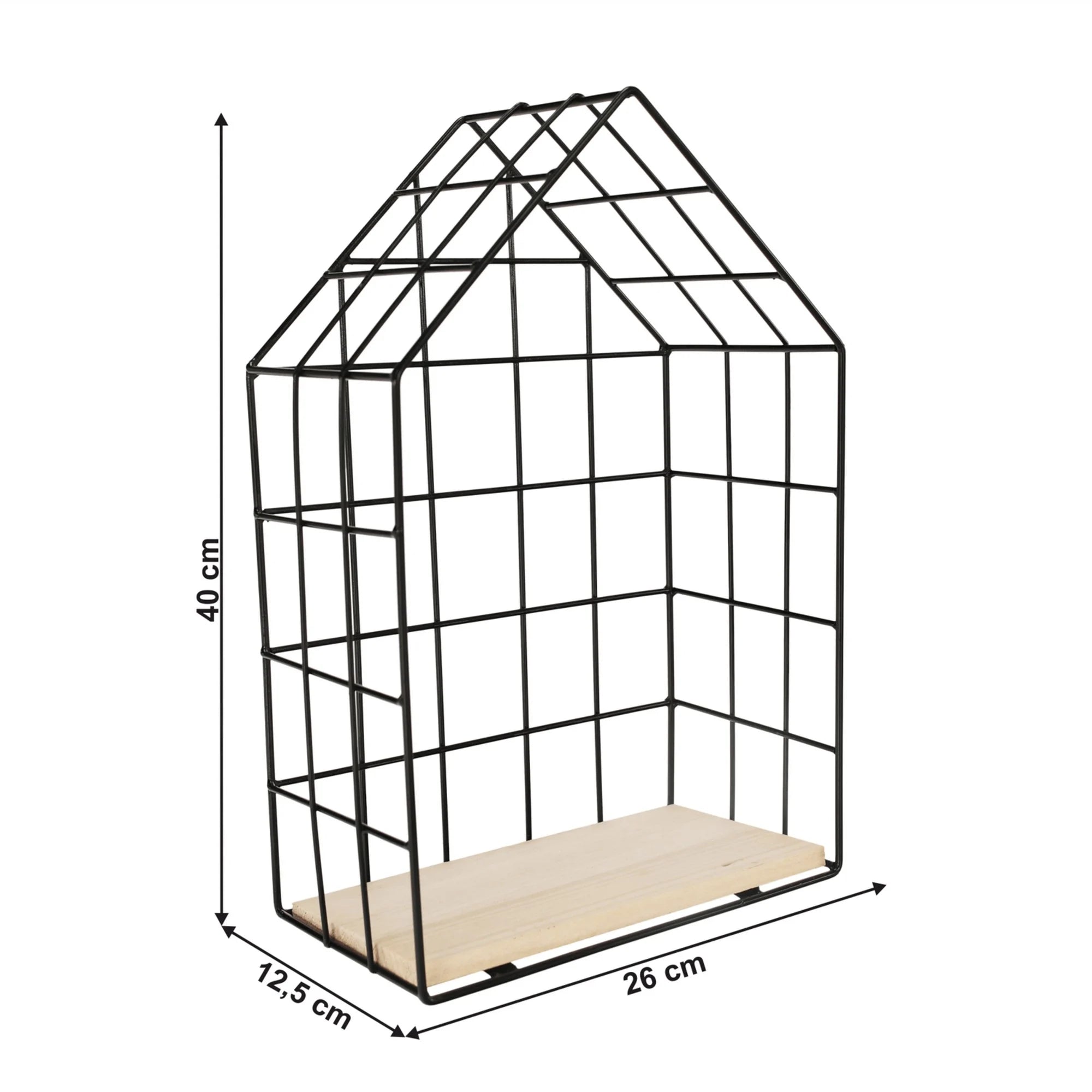 Set 3 rafturi AZURI, stejar natural/negru, lemn/metal