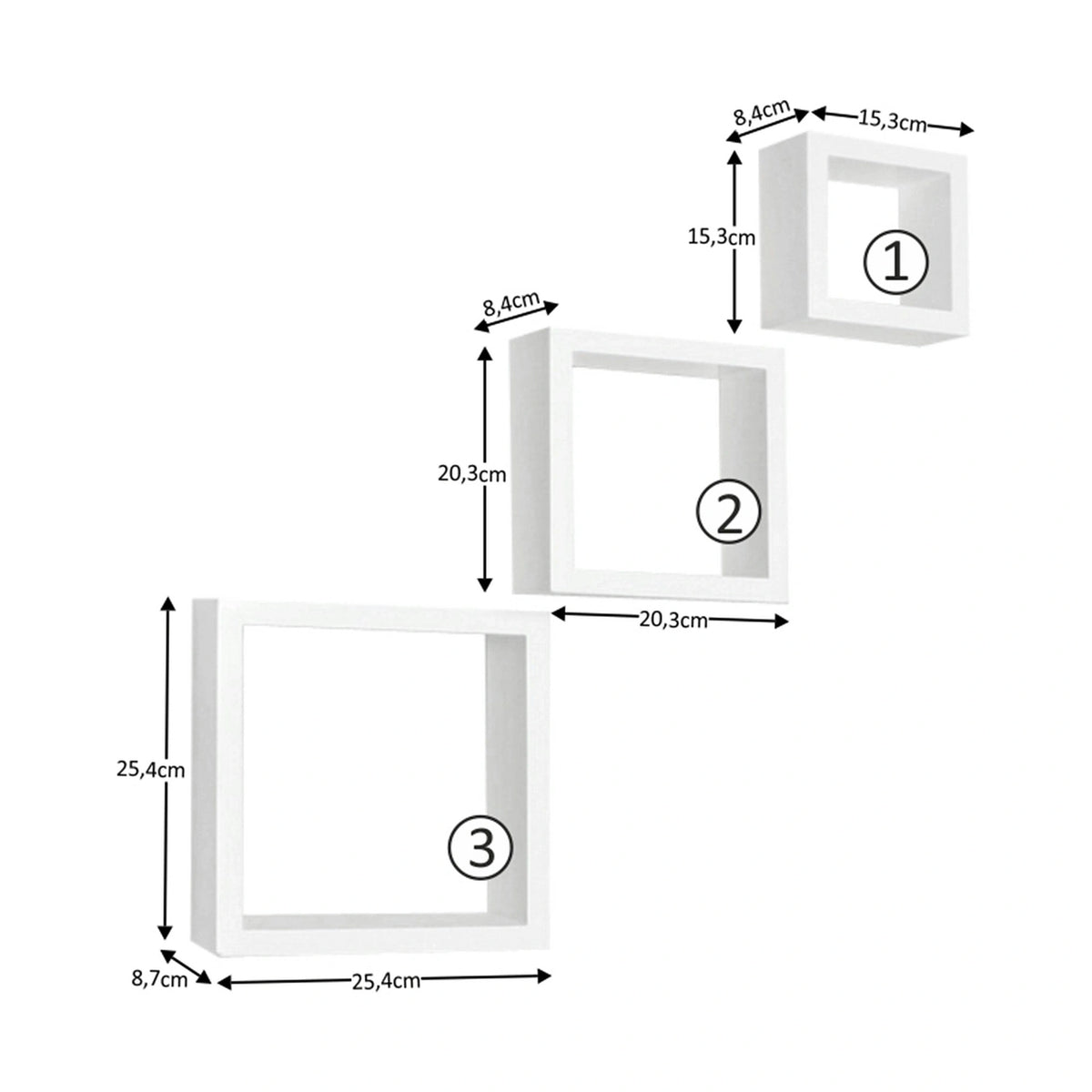 Set 3 rafturi KVADRO NEW DR-WS-6103, alb