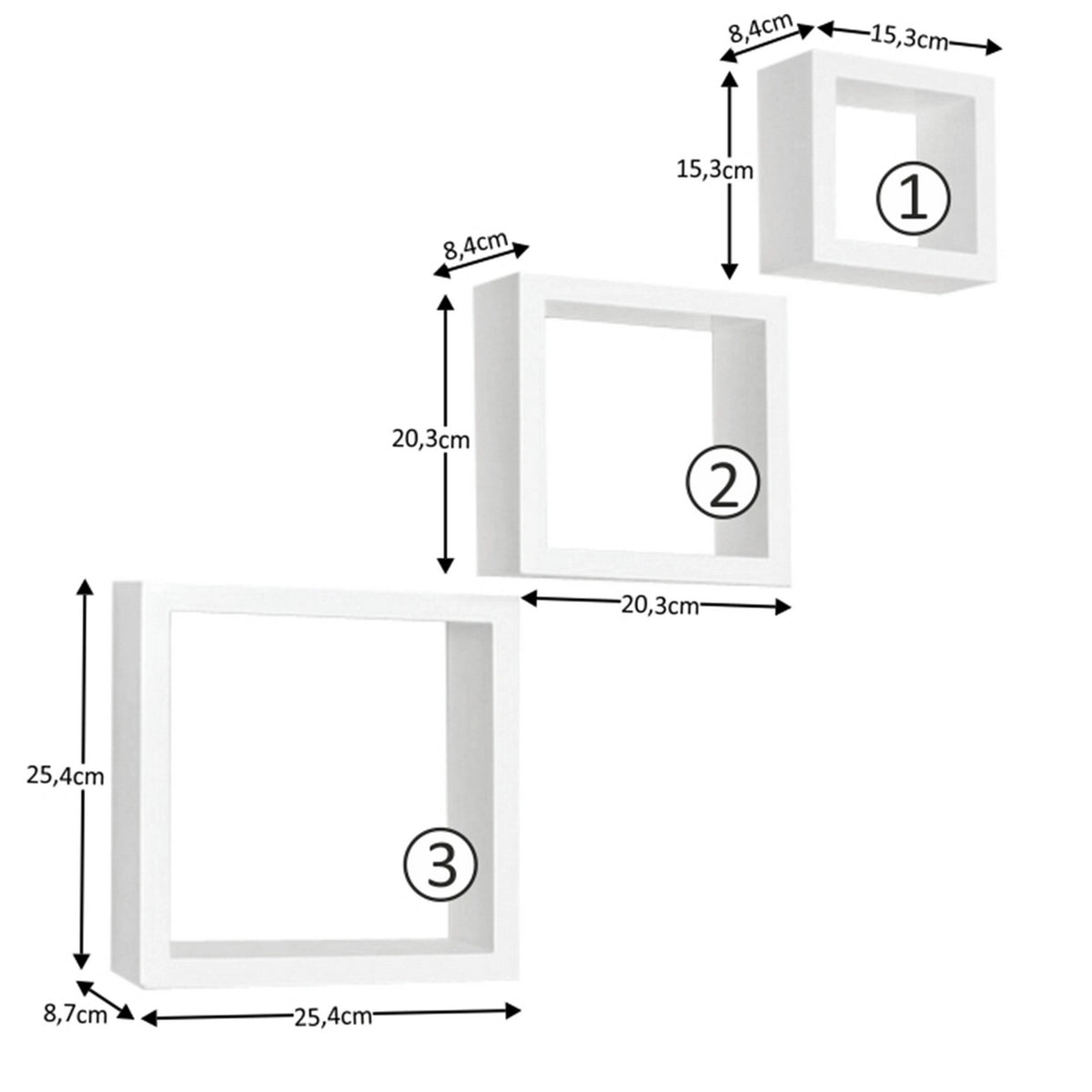 Set 3 rafturi KVADRO NEW DR-WS-6103, alb