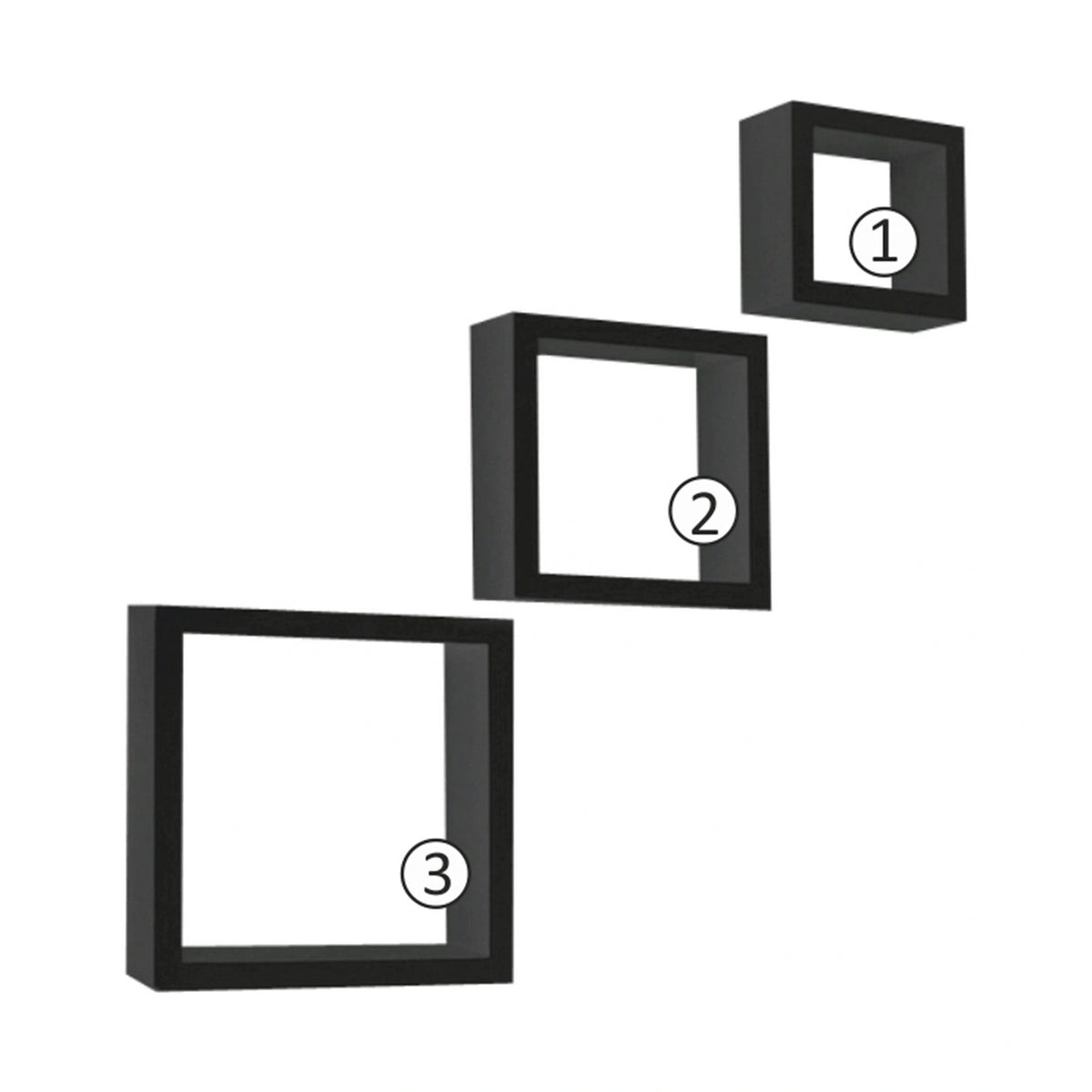 Set 3 rafturi KVADRO NEW, negru