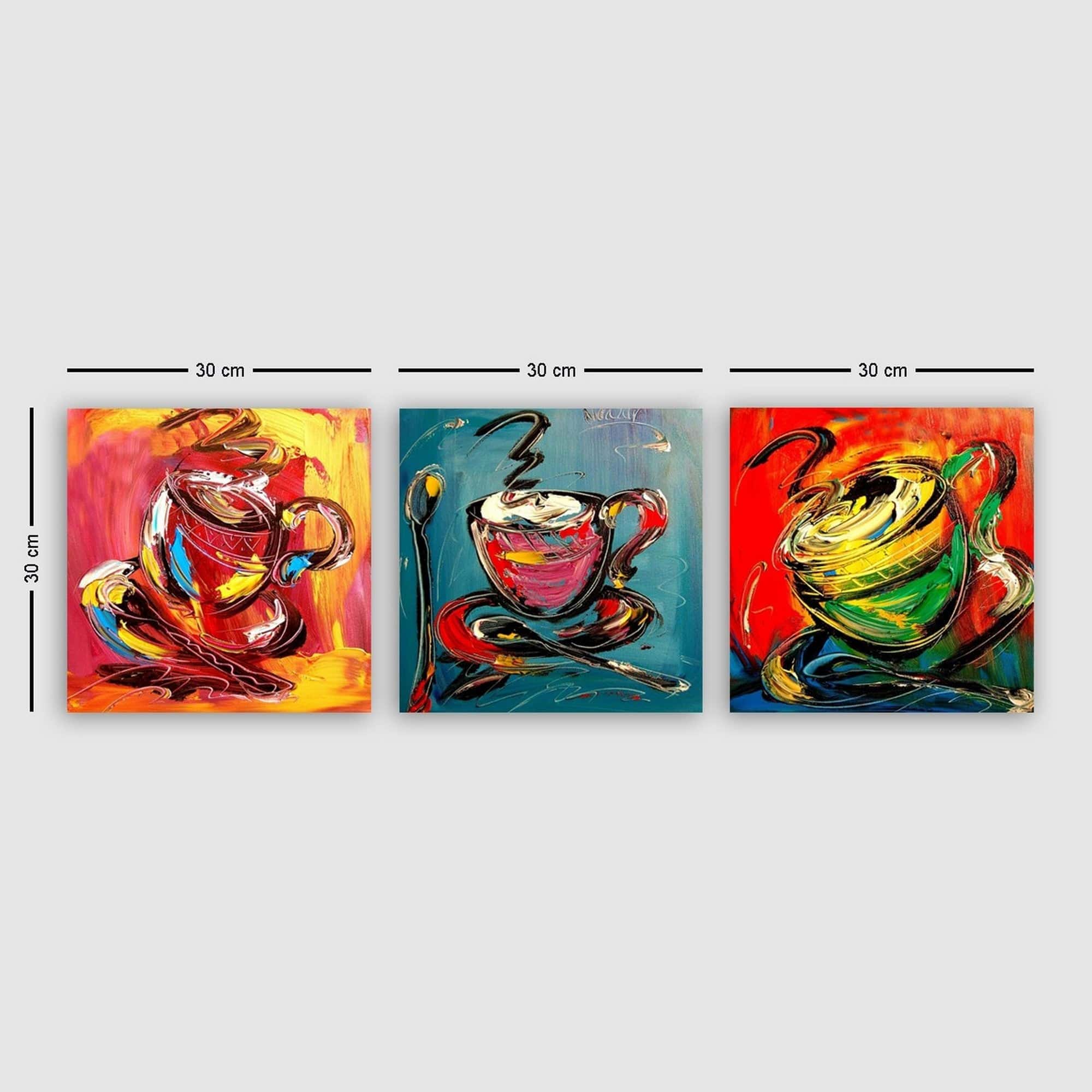 Set 3 tablouri DRPRC6029, multicolor, panza, 30x30 cm