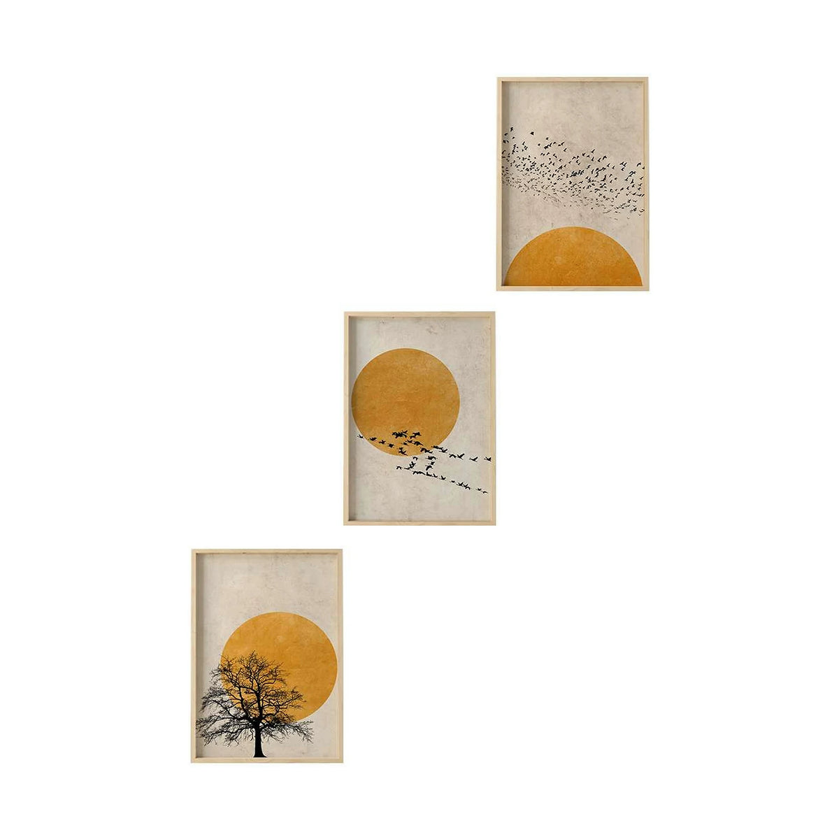Set 3 tablouri HUHU147, multicolor, MDF, 50x35 cm