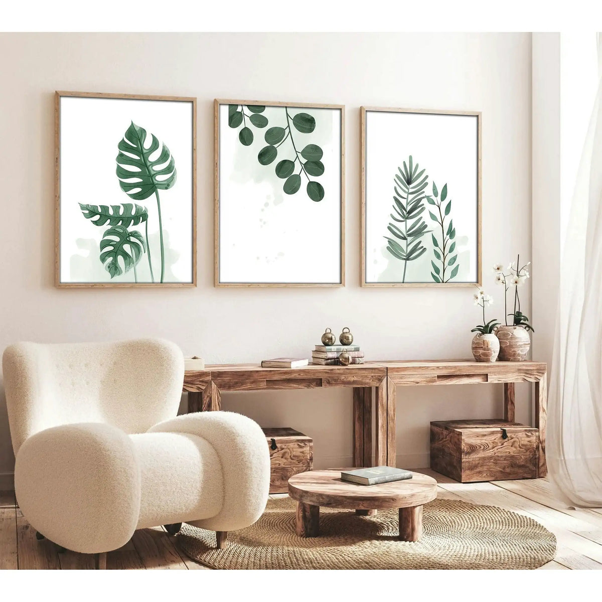 Set 3 tablouri HUHU193, verde, 20x30 cm