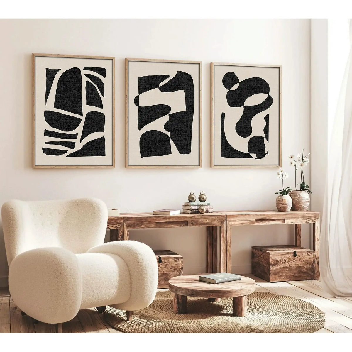 Set 3 tablouri HUHU201, multicolor, MDF, 50x70 cm