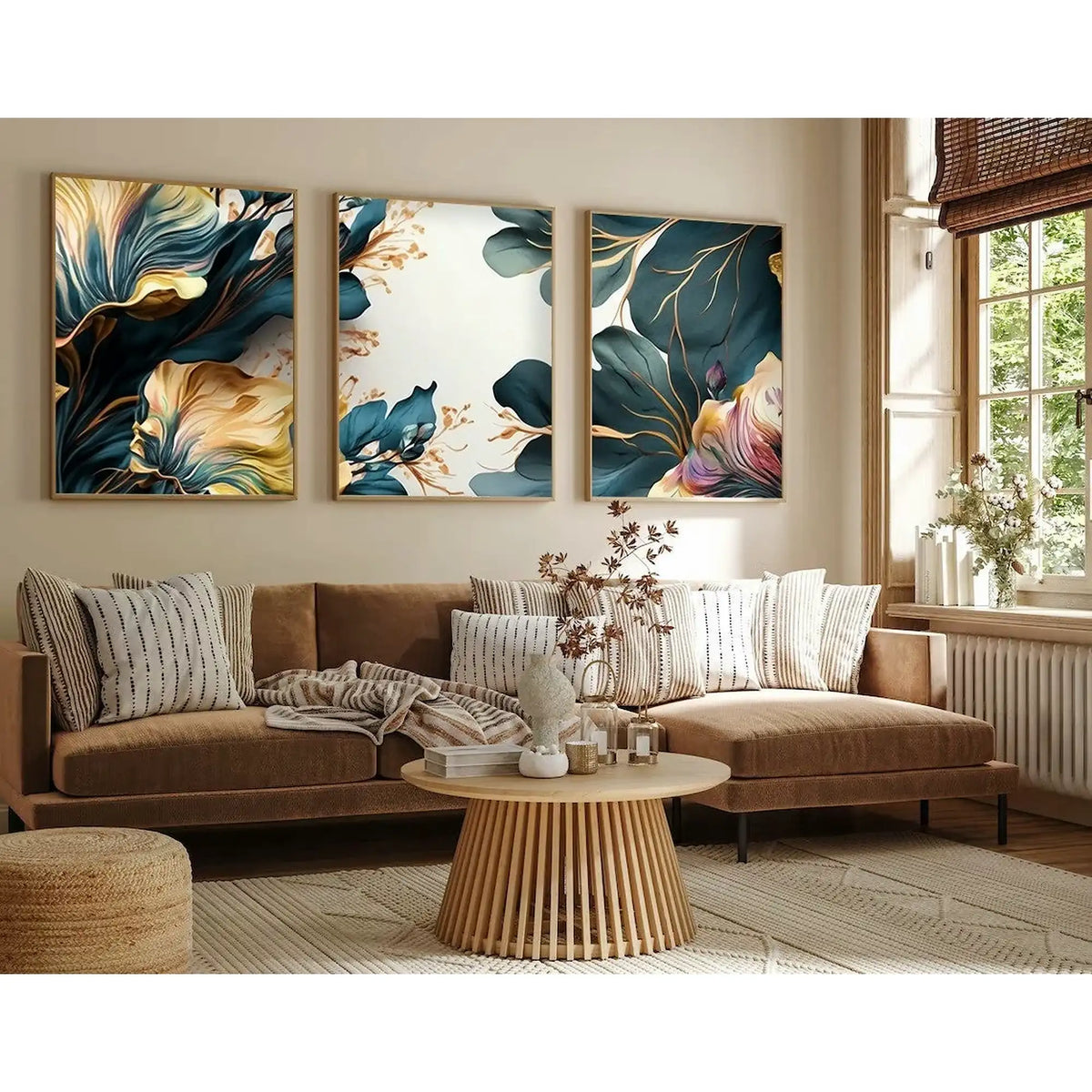 Set 3 tablouri HUHU217, multicolor, MDF, 50x70 cm