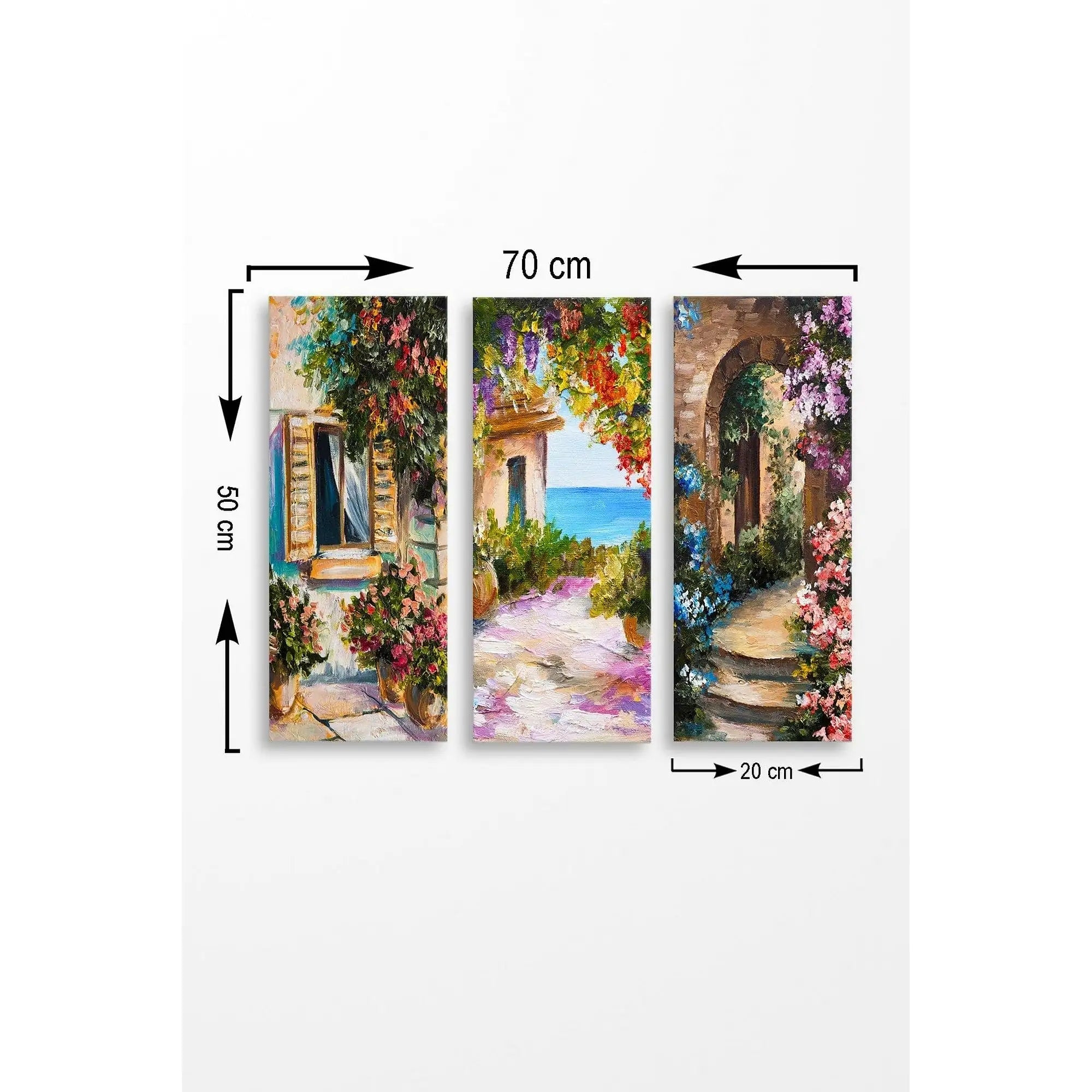 Set 3 tablouri MDF0026, multicolor, 20x50 cm