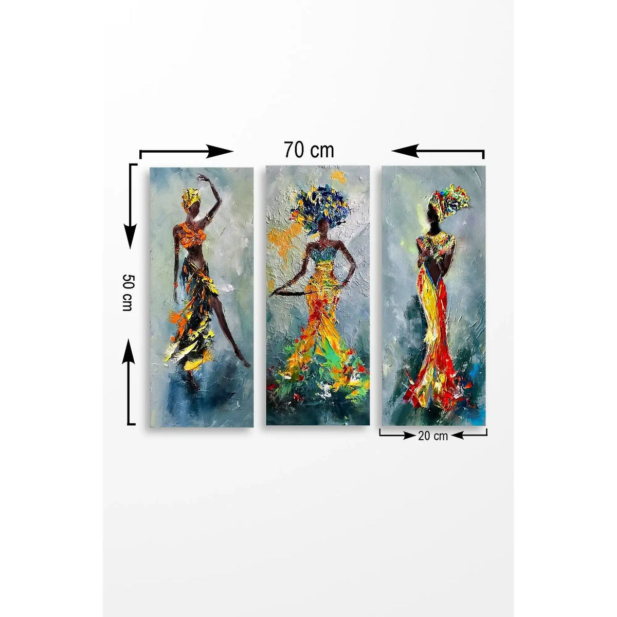 Set 3 tablouri MDF0035, multicolor, MDF, 20x50 cm