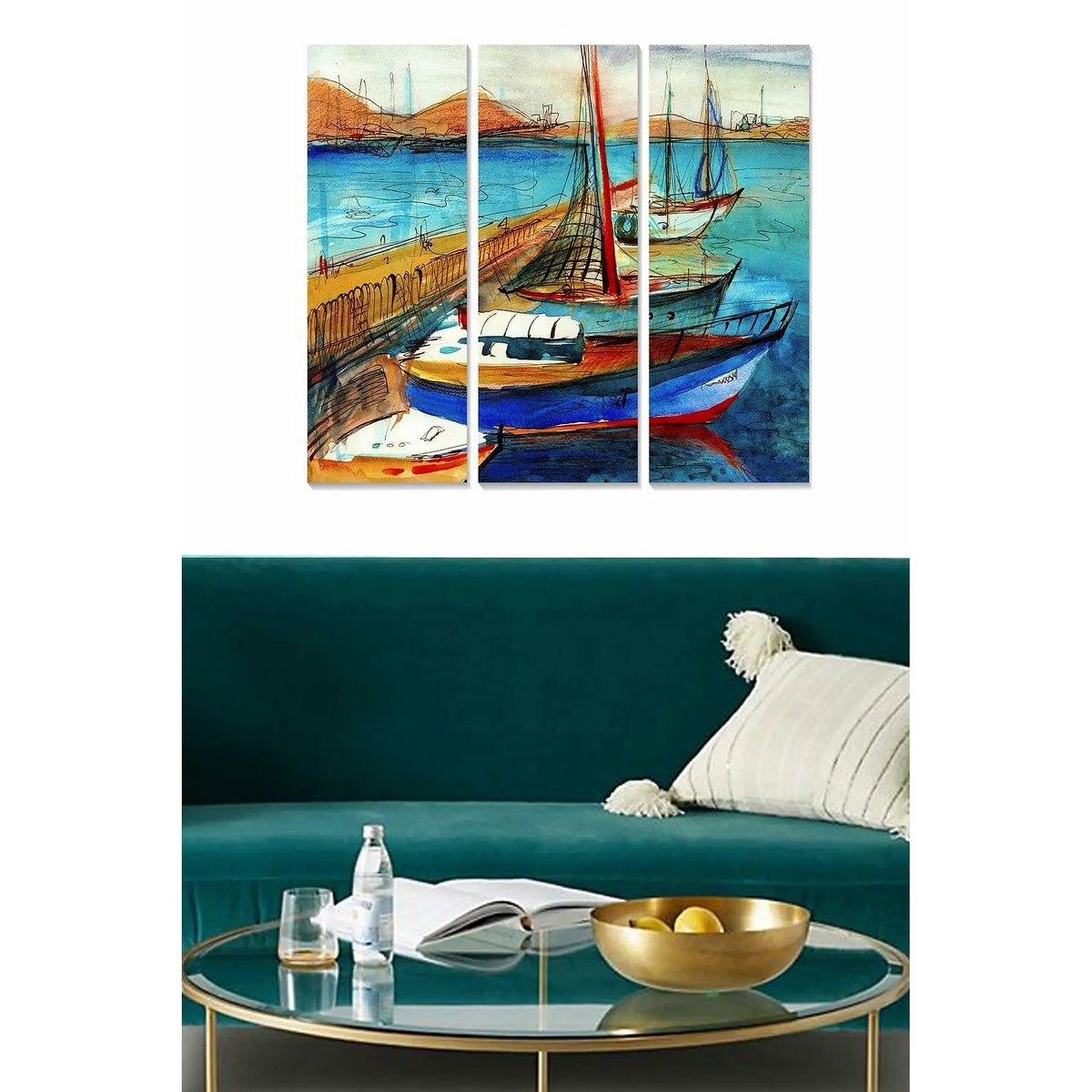 Set 3 tablouri MDF241191064, multicolor, 20x50 cm