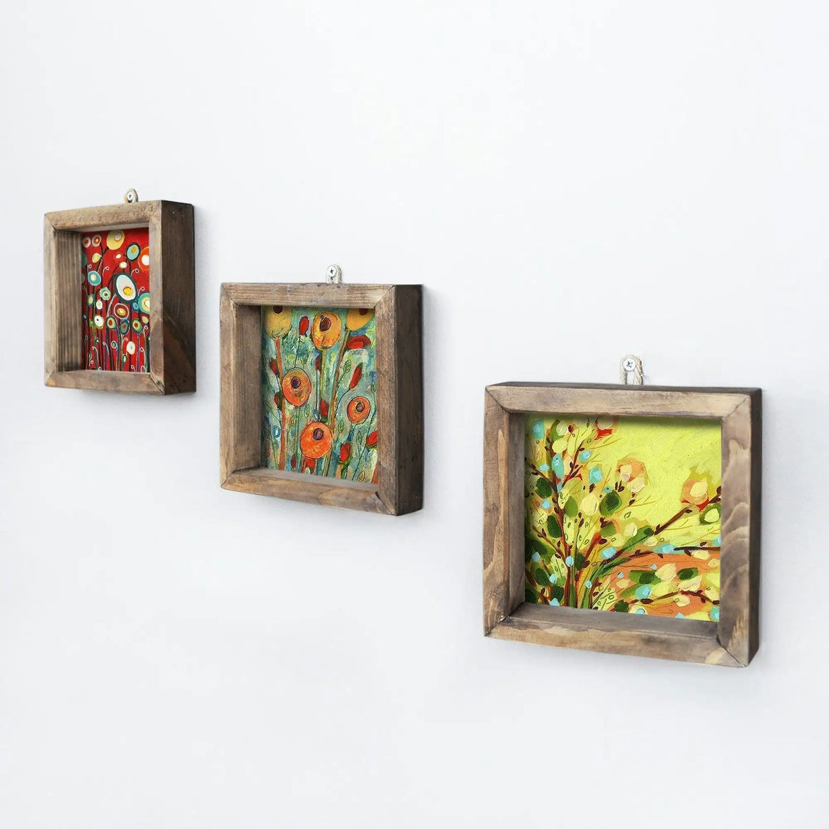 Set 3 tablouri UKZM018, multicolor, lemn, 15x15 cm