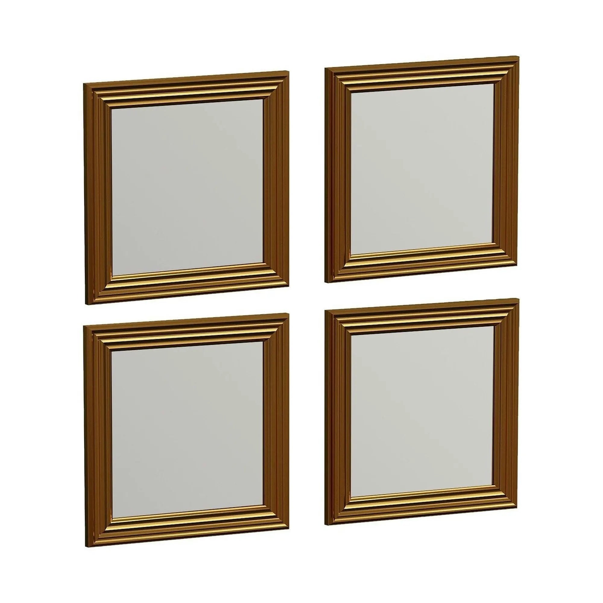Set 4 oglinzi LOZA, auriu, 40x40 cm