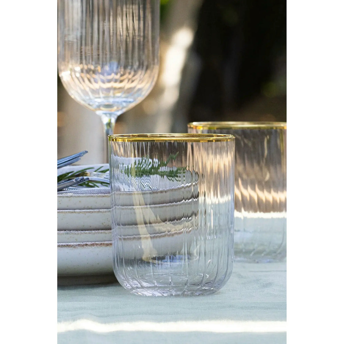 Set 4 pahare ADORE, auriu/transparent, sticlă, 350 ml