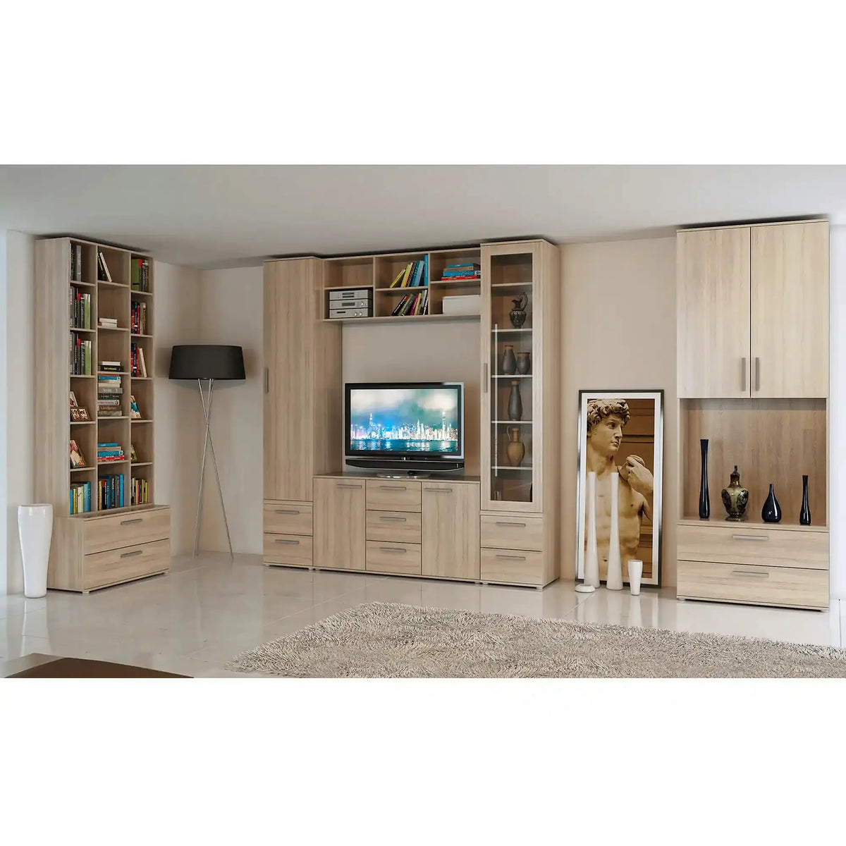 Set 4 polite dulap DUNAJ TIP 3, stejar sonoma, DTD laminat, 87x44x2 cm