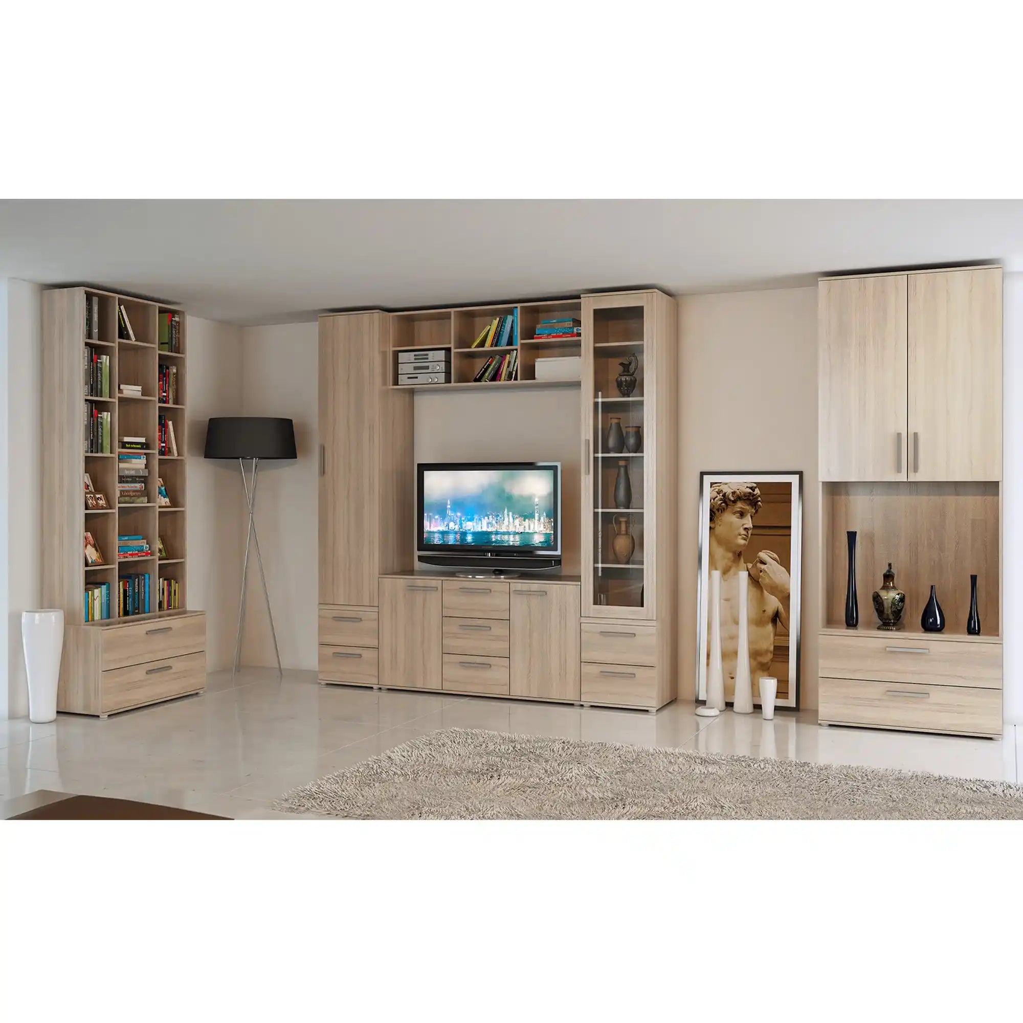 Set 4 polite dulap DUNAJ TIP 3, stejar sonoma, DTD laminat, 87x44x2 cm