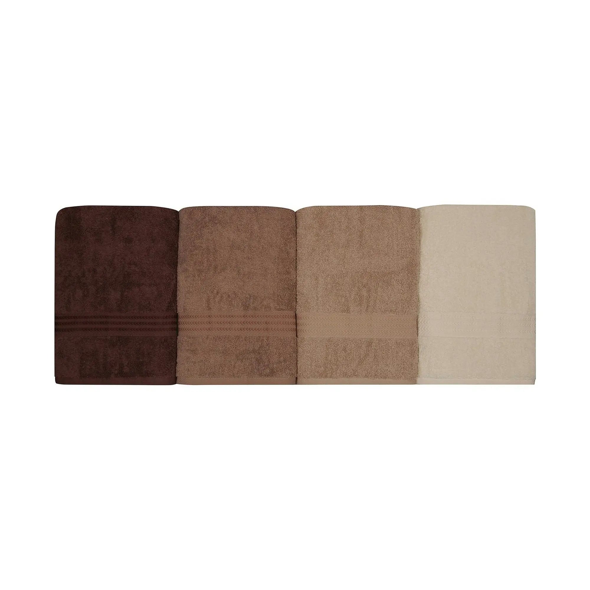 Set 4 prosoape baie RAINBOW, maro/crem, bumbac, 70x140 cm