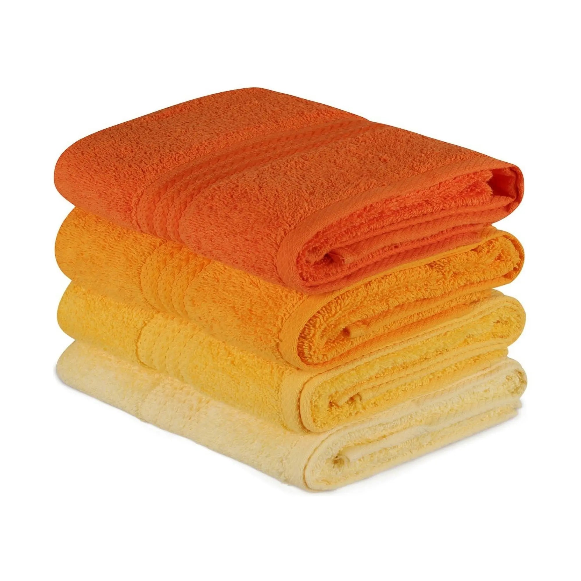 Set 4 prosoape baie RAINBOW, portocaliu/galben, bumbac, 50x90 cm