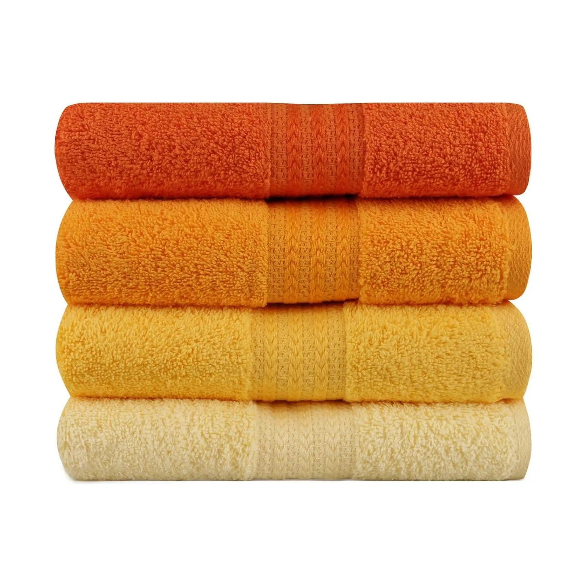 Set 4 prosoape baie RAINBOW, portocaliu/galben, bumbac, 50x90 cm