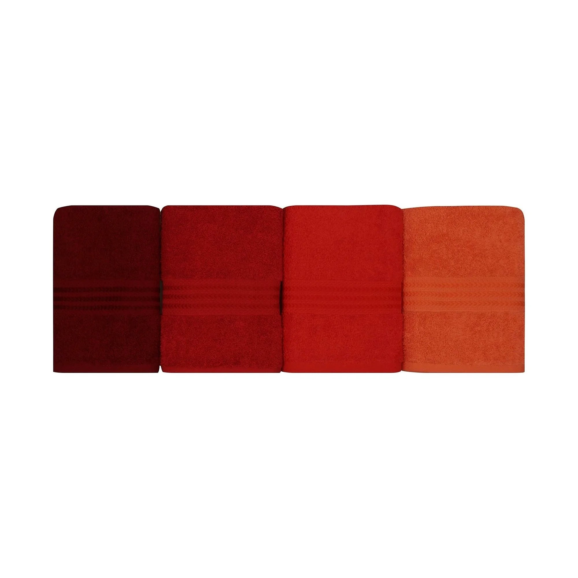 Set 4 prosoape baie RAINBOW, rosu, bumbac, 50x90 cm