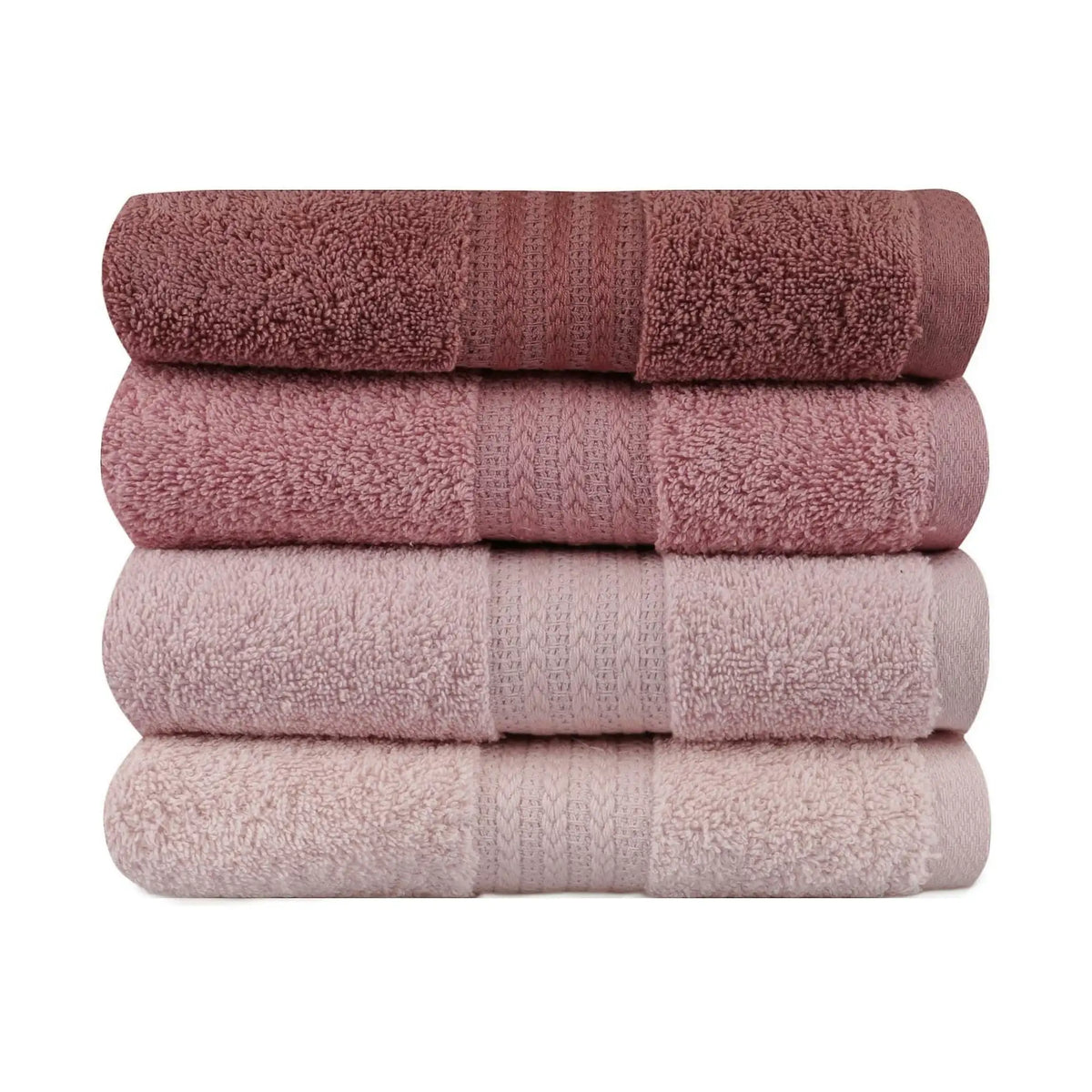 Set 4 prosoape baie RAINBOW, roz, bumbac, 50x90 cm