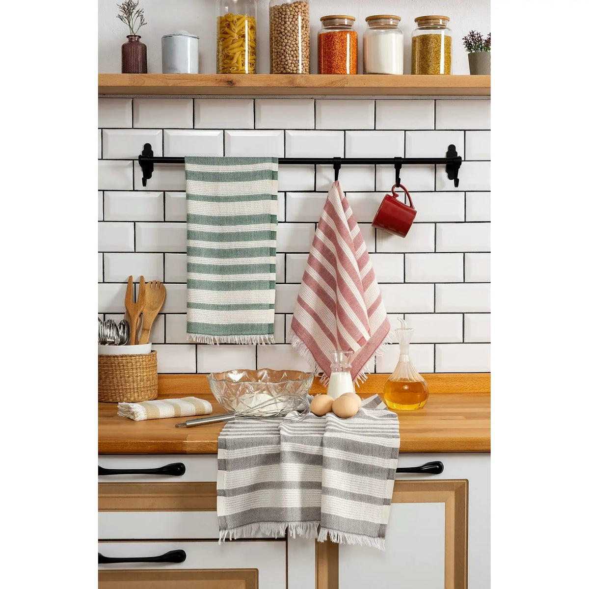 Set 4 prosoape de baie BELLA, multicolor, bumbac, 45x65 cm