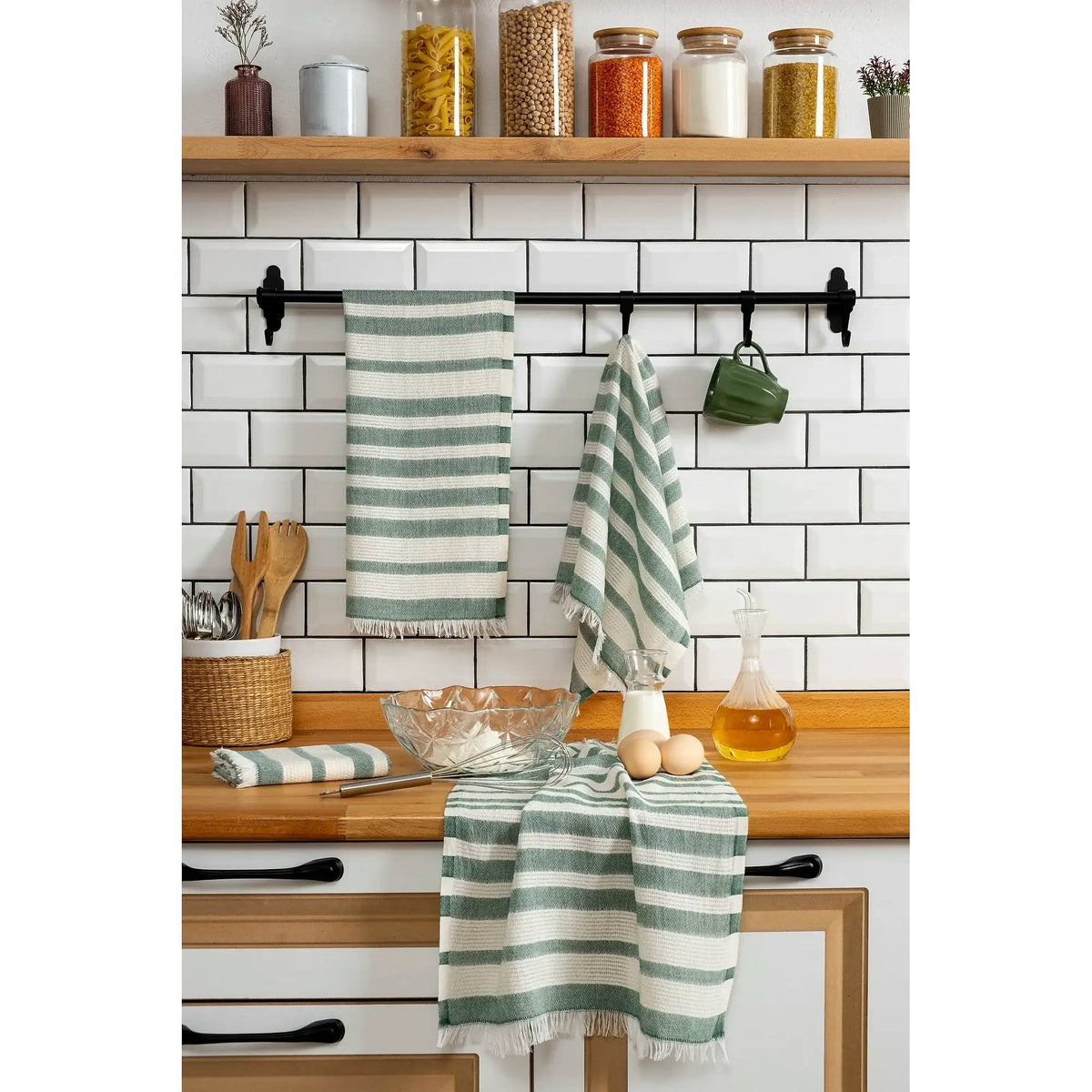 Set 4 prosoape de baie BELLA, verde, bumbac, 45x65 cm