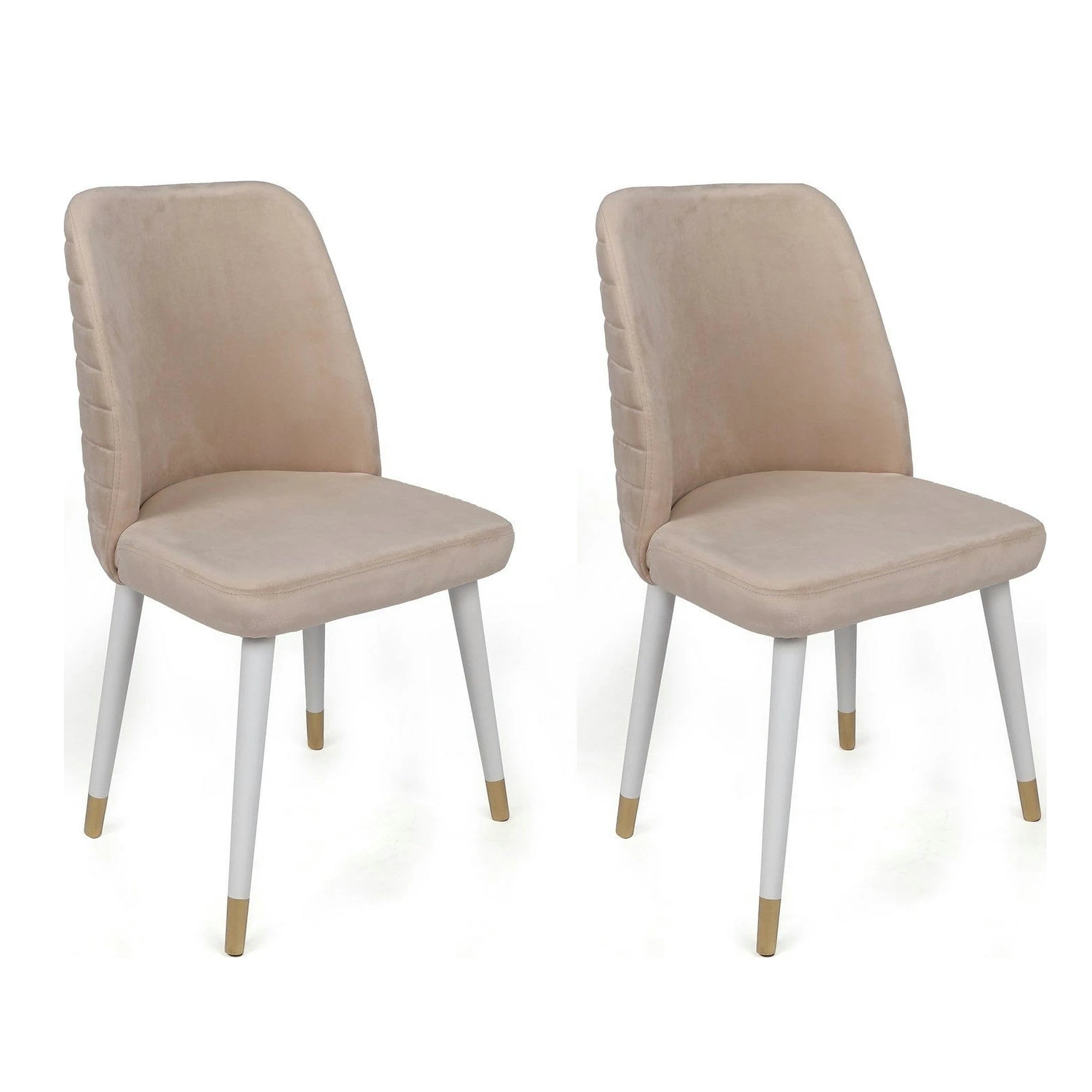 Set 4 scaune HUGO-407 V4, bej/alb, stofa catifelata/metal, 50x49x90 cm