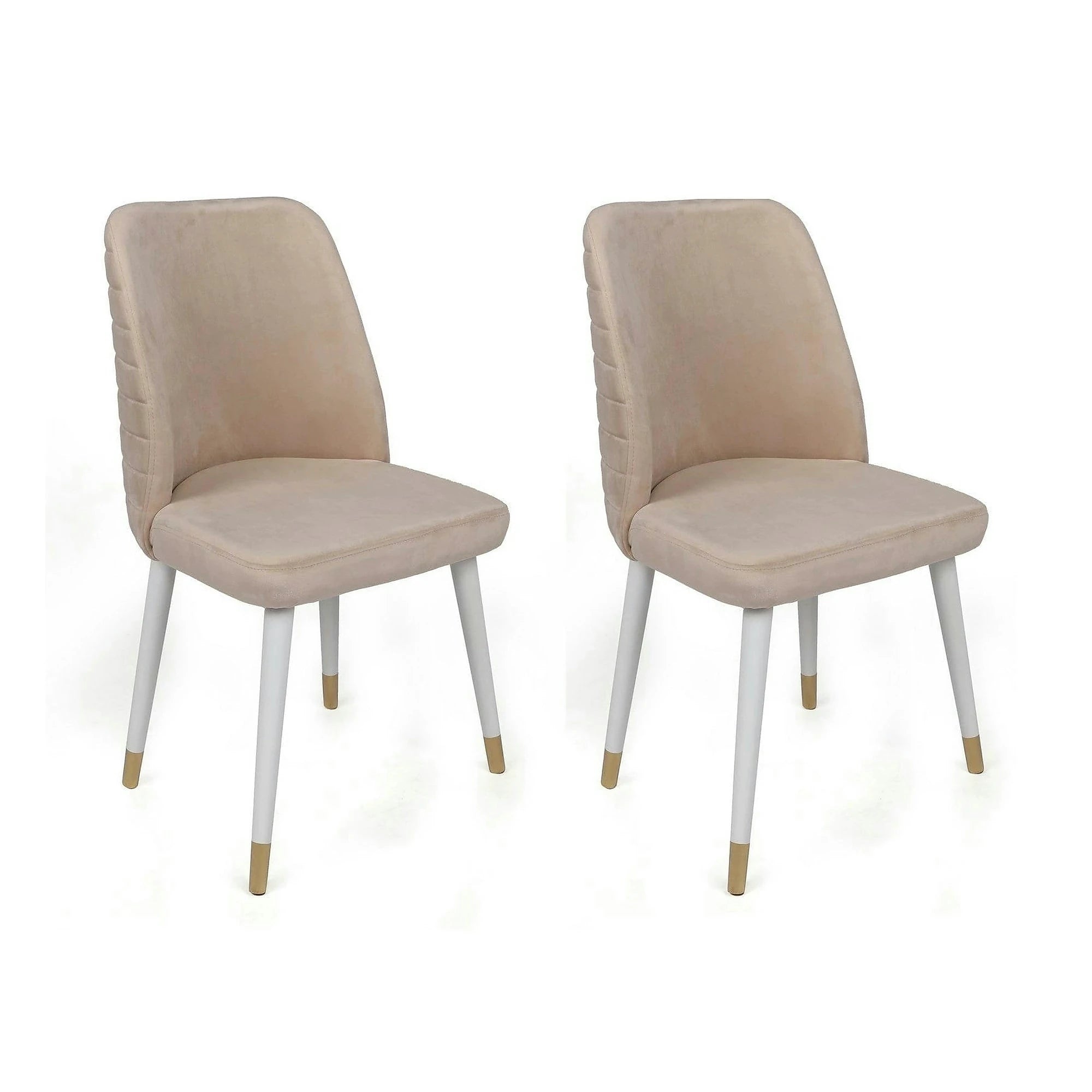 Set 4 scaune HUGO-407 V4, bej/alb, stofa catifelata/metal, 50x49x90 cm