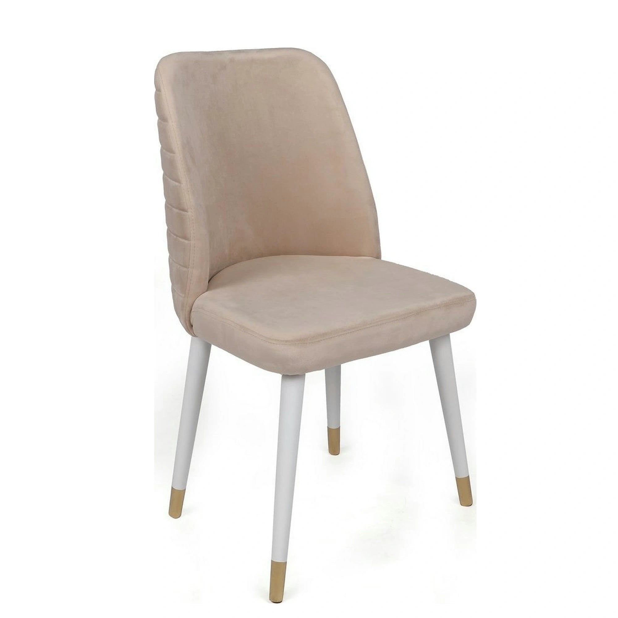 Set 4 scaune HUGO-407 V4, bej/alb, stofa catifelata/metal, 50x49x90 cm