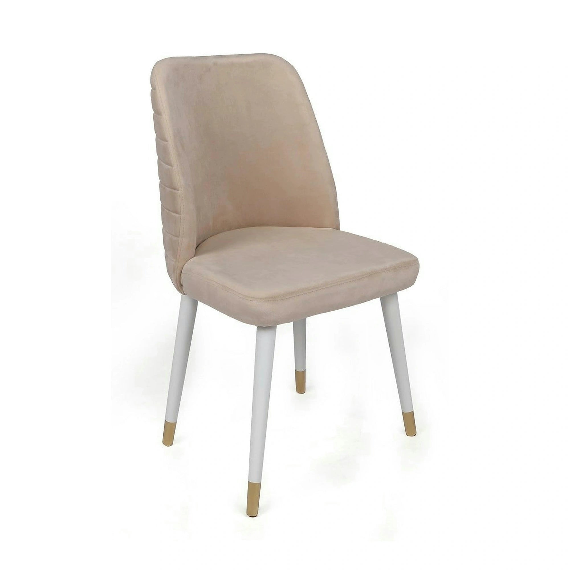 Set 4 scaune HUGO-407 V4, bej/alb, stofa catifelata/metal, 50x49x90 cm