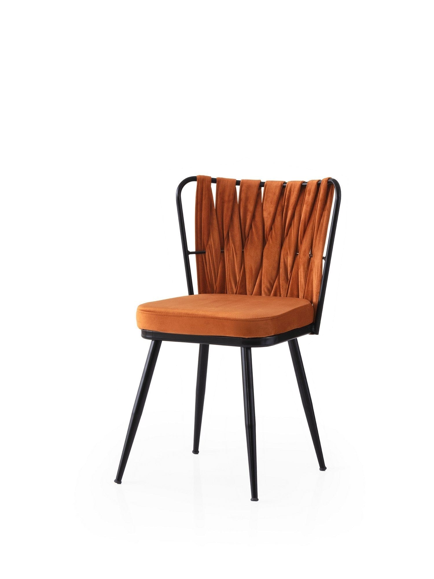 Set 4 scaune KUSAKLI 224 V4, caramiziu/negru, stofa catifelata/metal, 43x43x82 cm